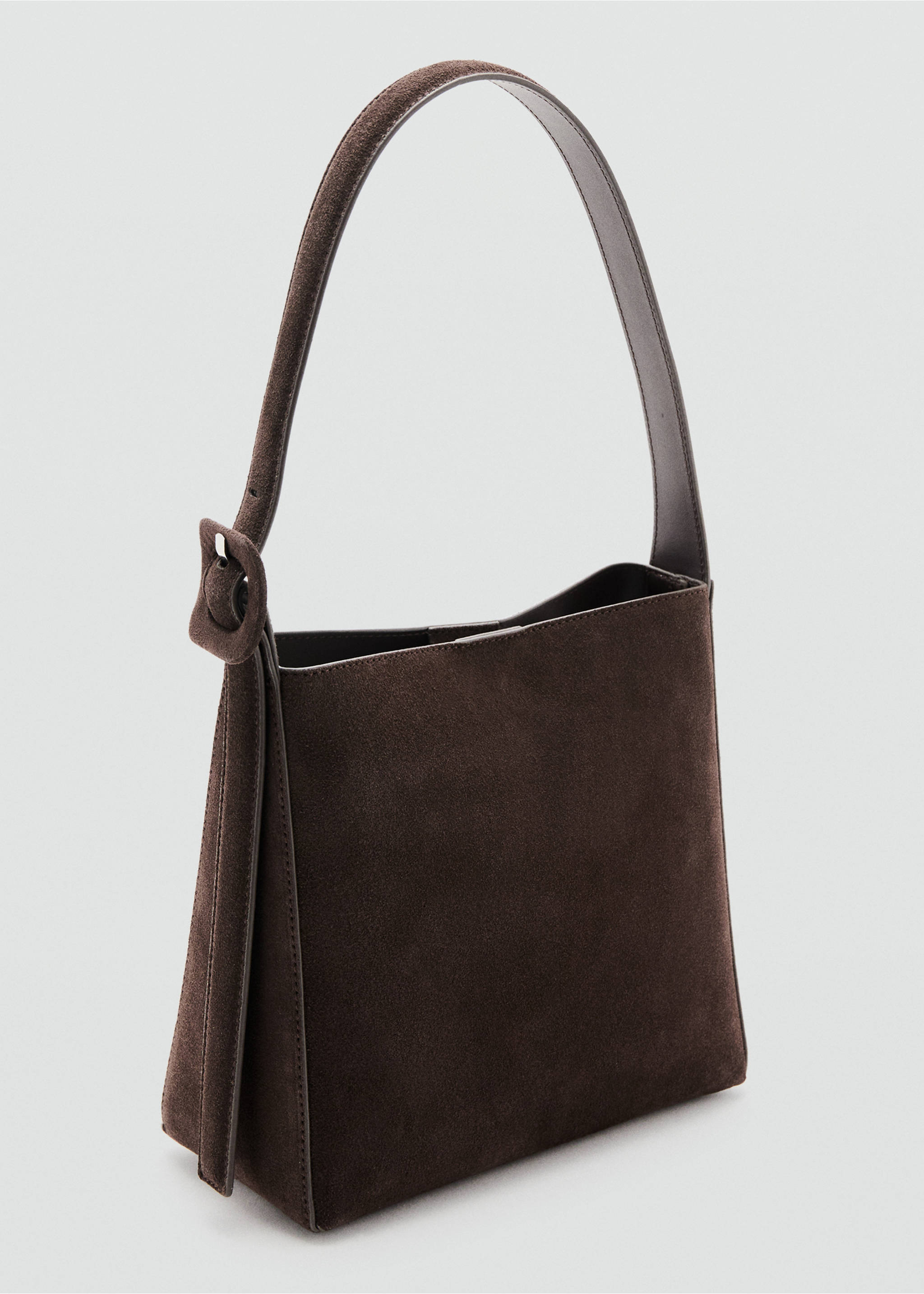 Suede leather shopper bag - Medium plane, Chocolate. Ref: 27011323-00.