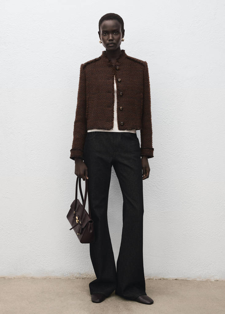 Tweed jacket with frayed ends — Brown