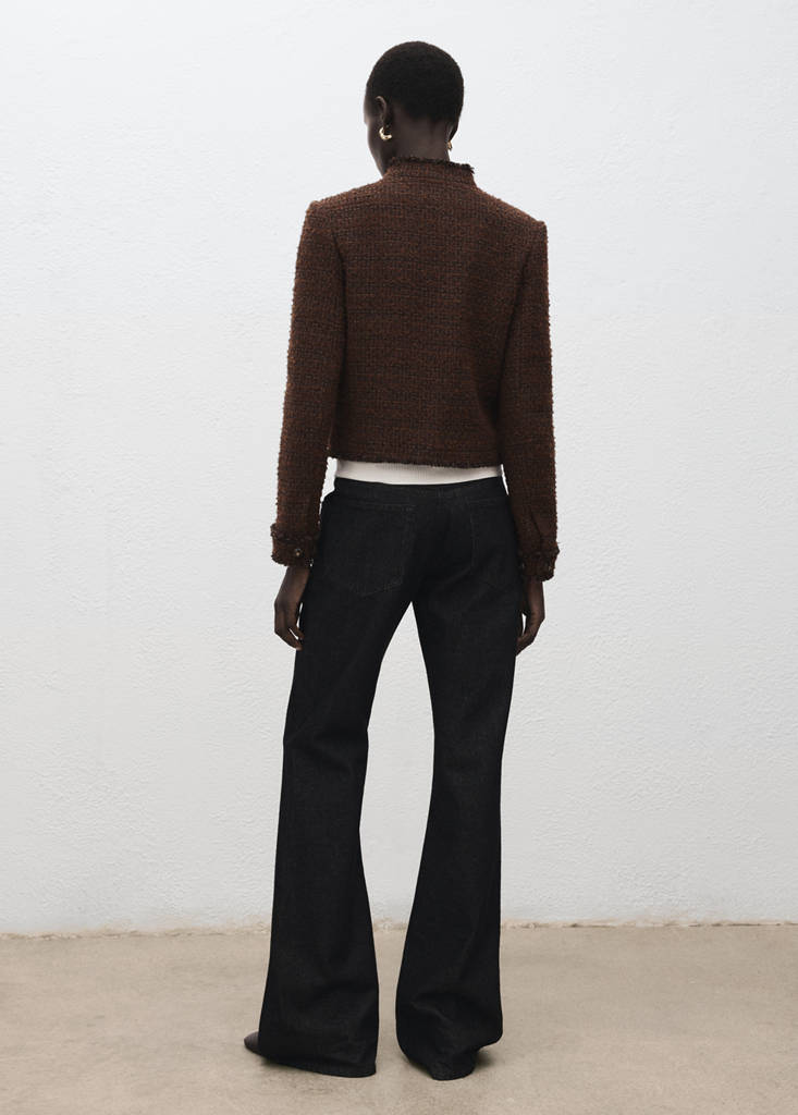 Tweed jacket with frayed ends — Brown