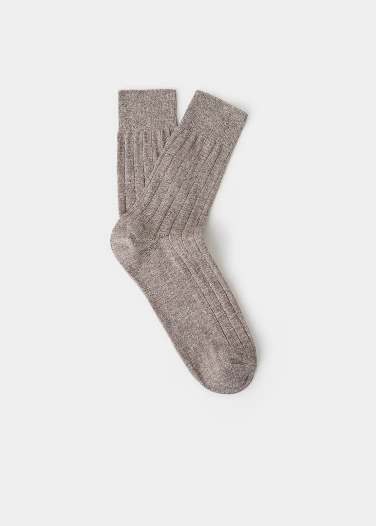 Ribbed cotton socks — Medium Brown