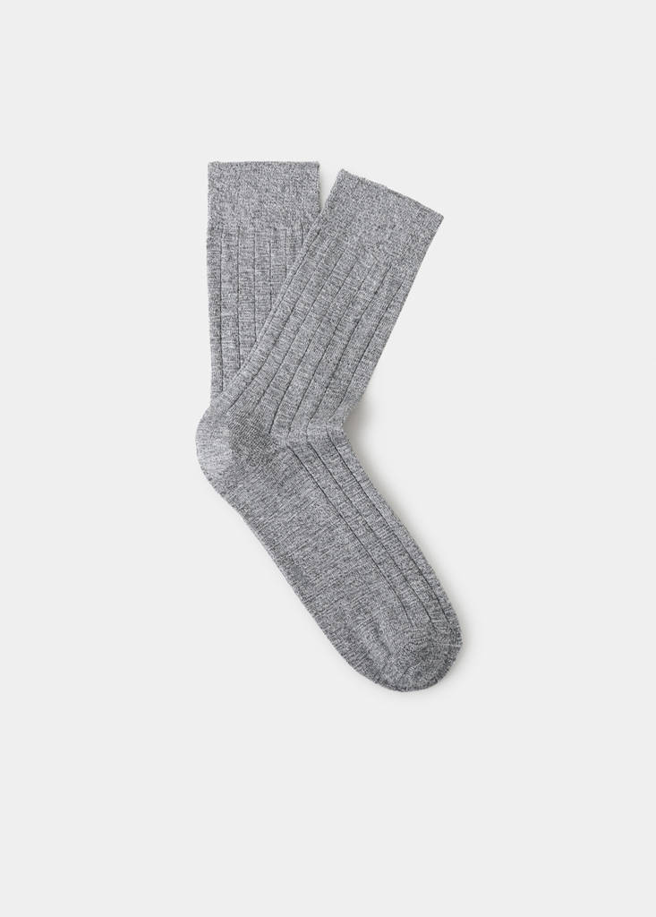 Ribbed cotton socks — Light Heather Grey
