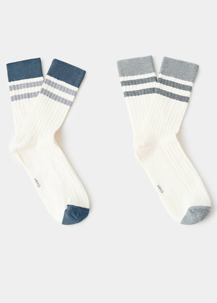 Pack of 2 striped cotton socks — Grey