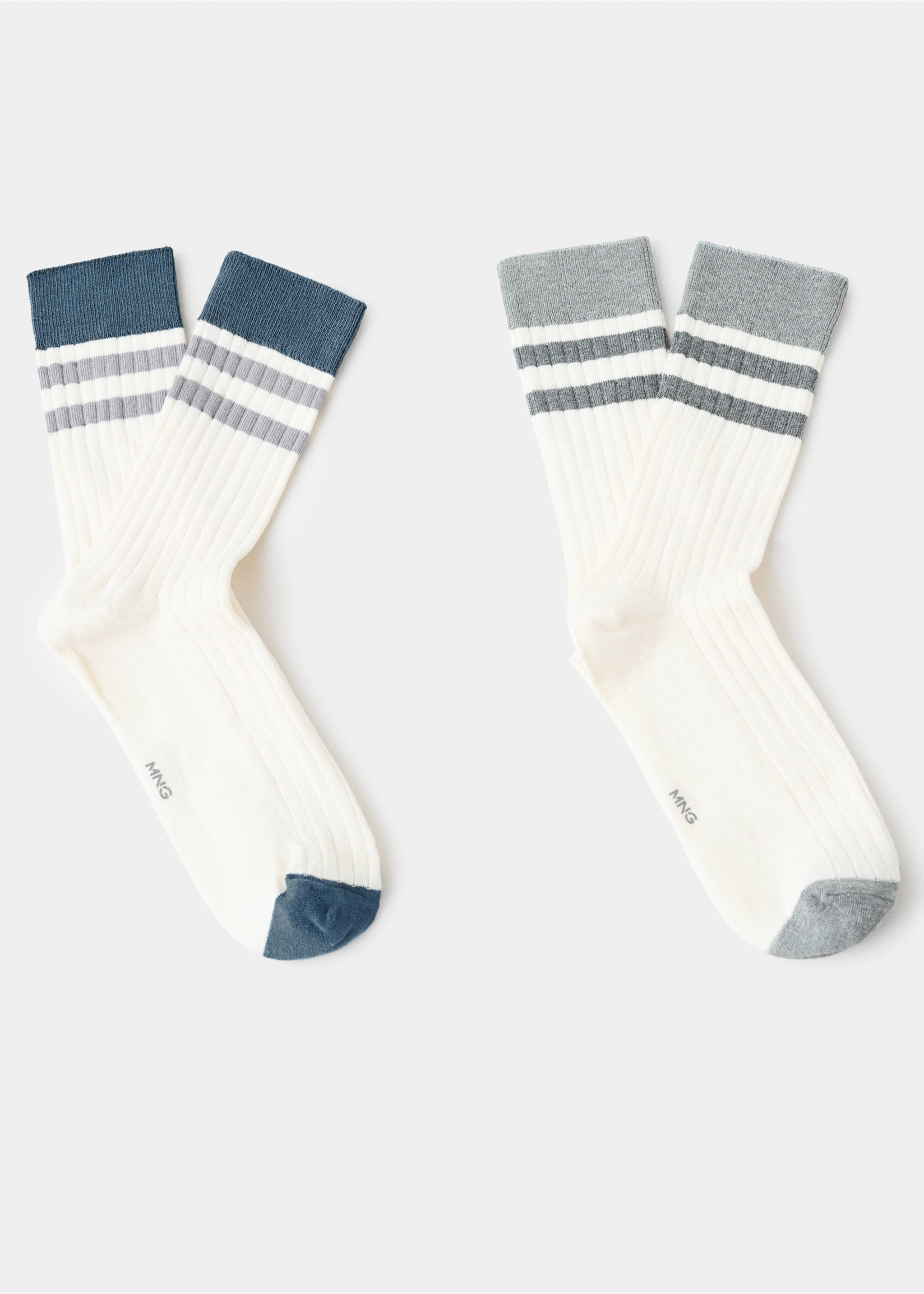 Pack of 2 striped cotton socks - Article without model, Grey. Ref: 27011339-00.