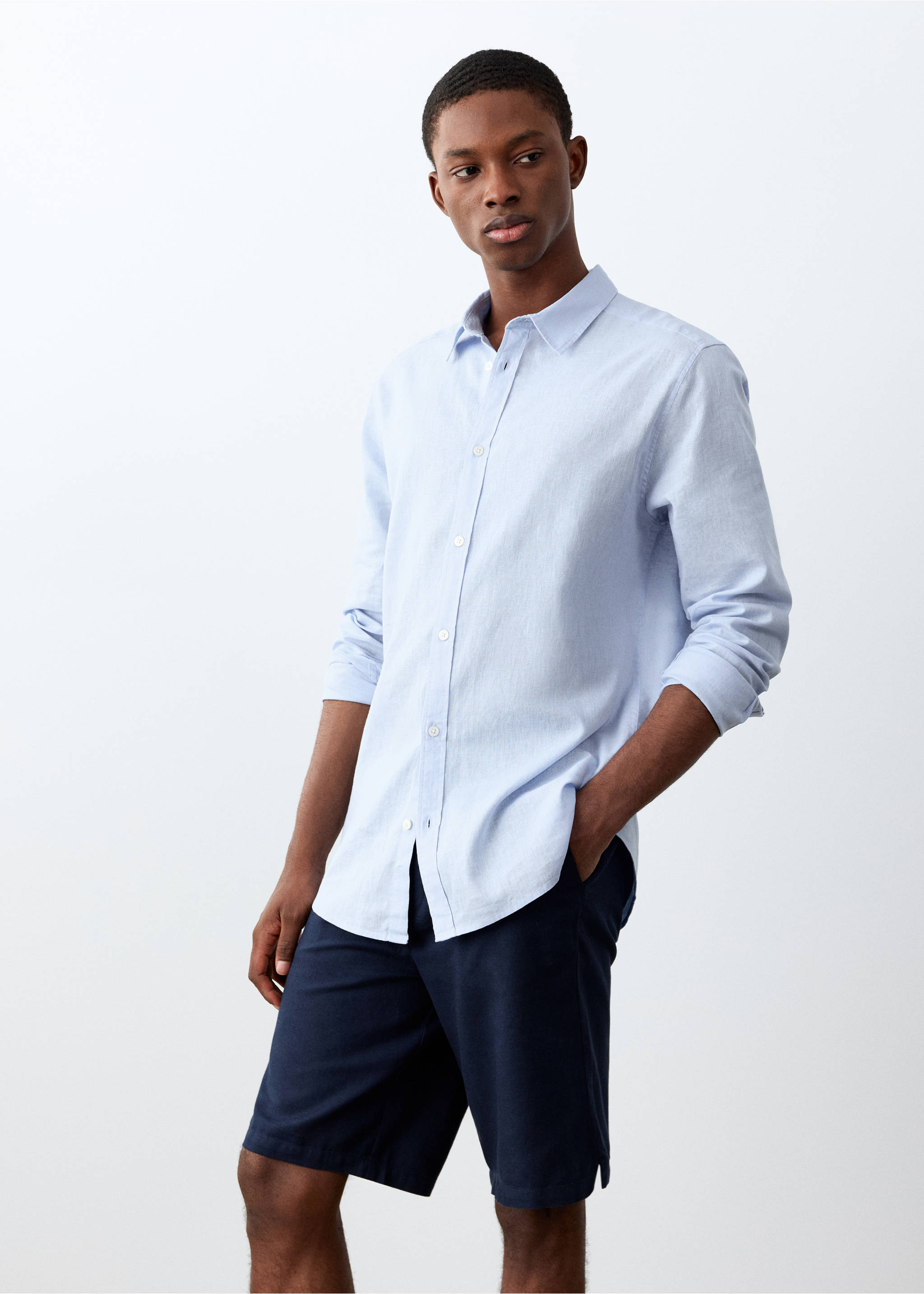 Camisa oxford - Plano medio, Azul celeste. Ref: 27011513-00.