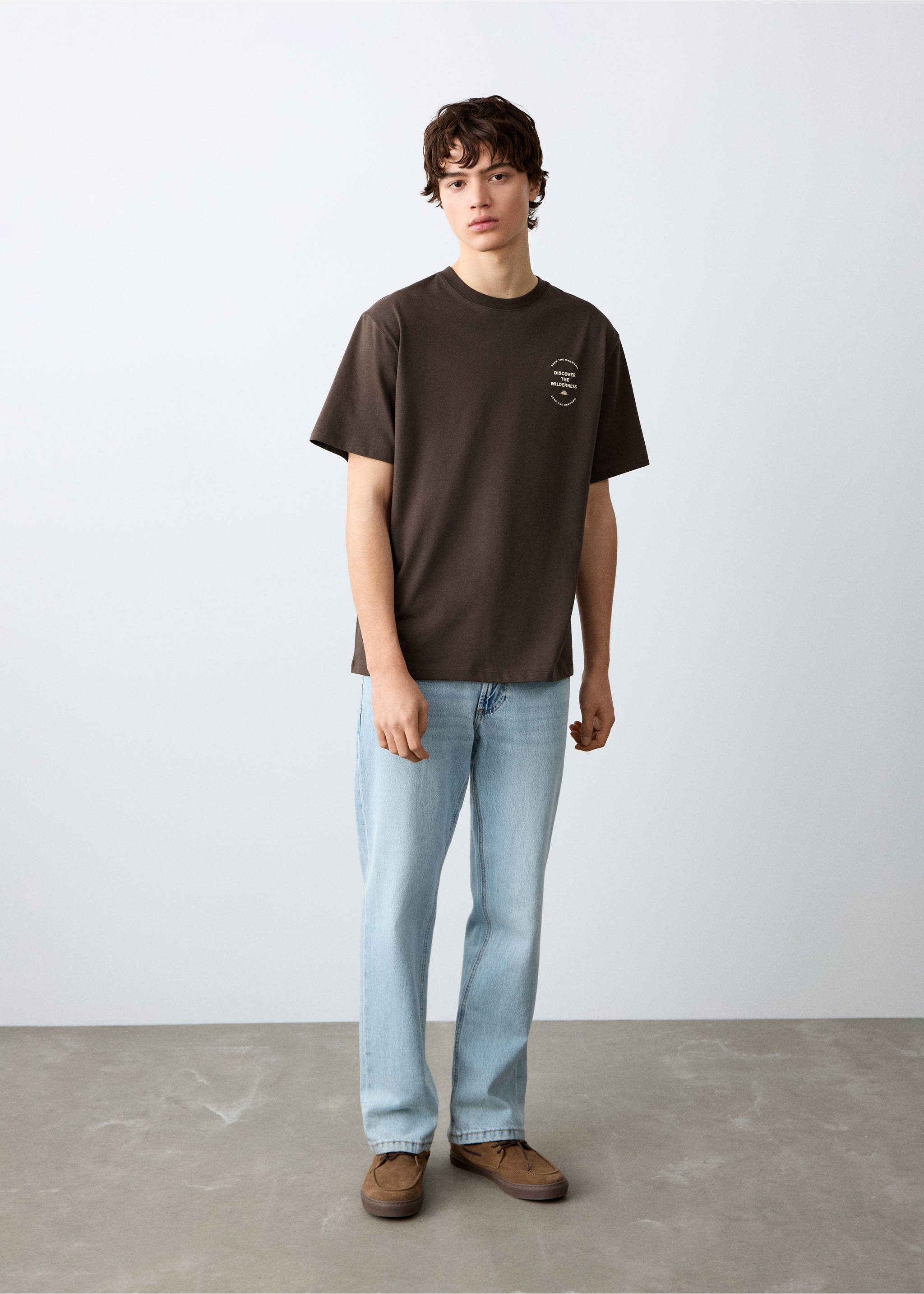 Camiseta estampada manga corta - Plano general, Marrón. Ref: 27011518-00.