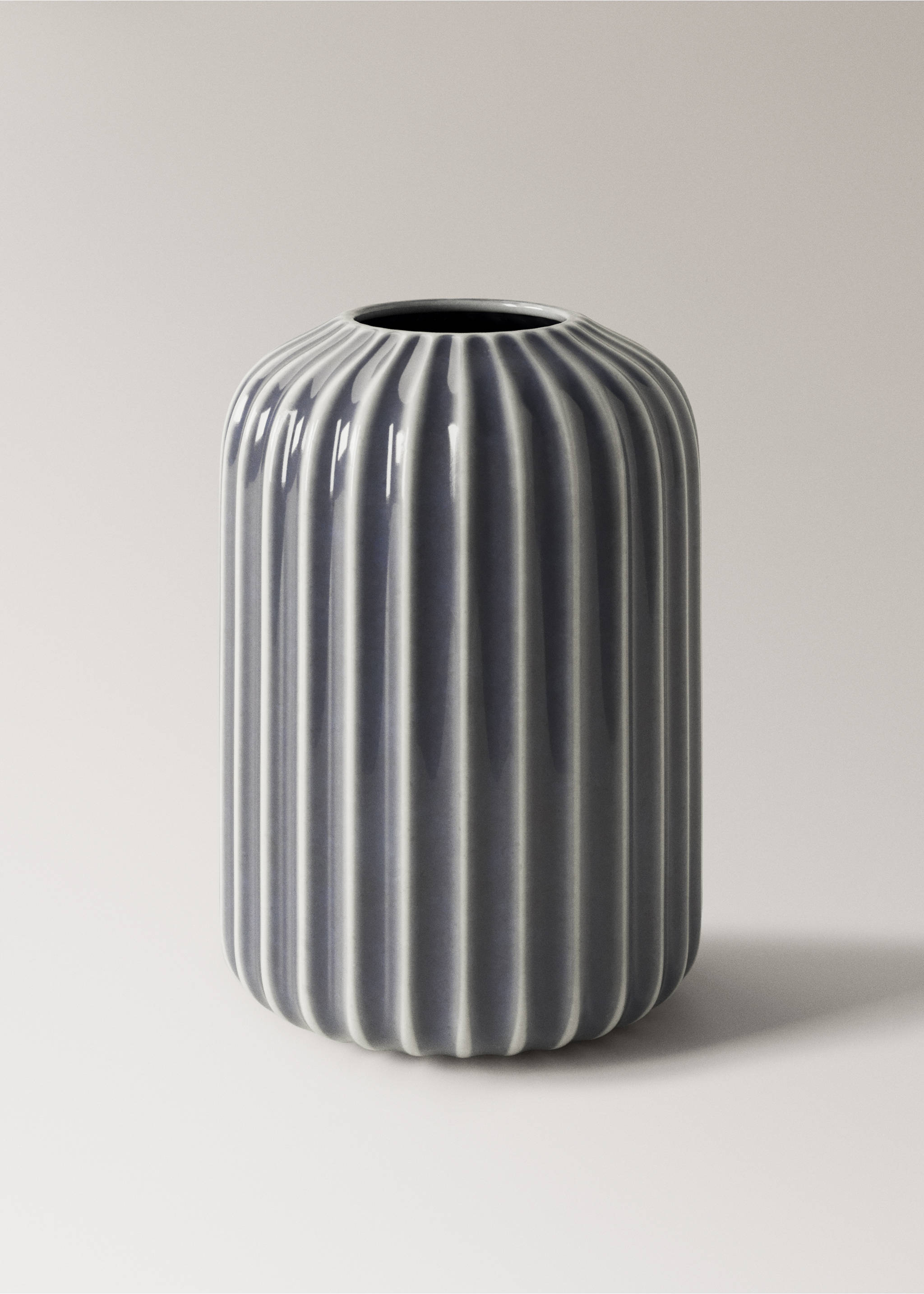 Petit vase en grès lignes - Article sans modèle, Bleu. Ref: 27011524-00.