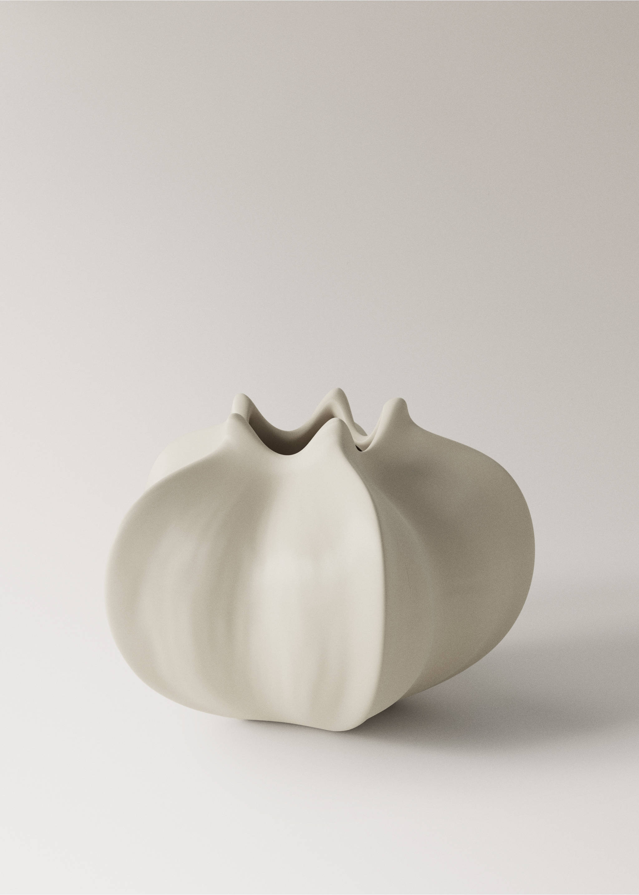 Nízká květinová váza z kameniny - Zboží bez modelu, Šedobílá. Ref: 27011526-00.