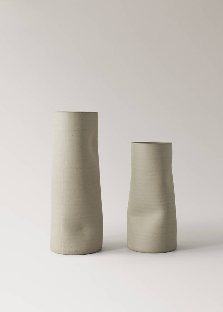 Large irregular vase — Ecru