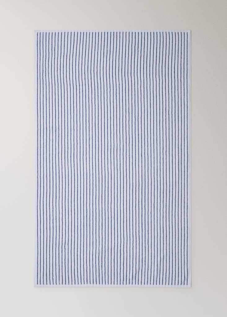 Two-tone striped cotton bath towel — White