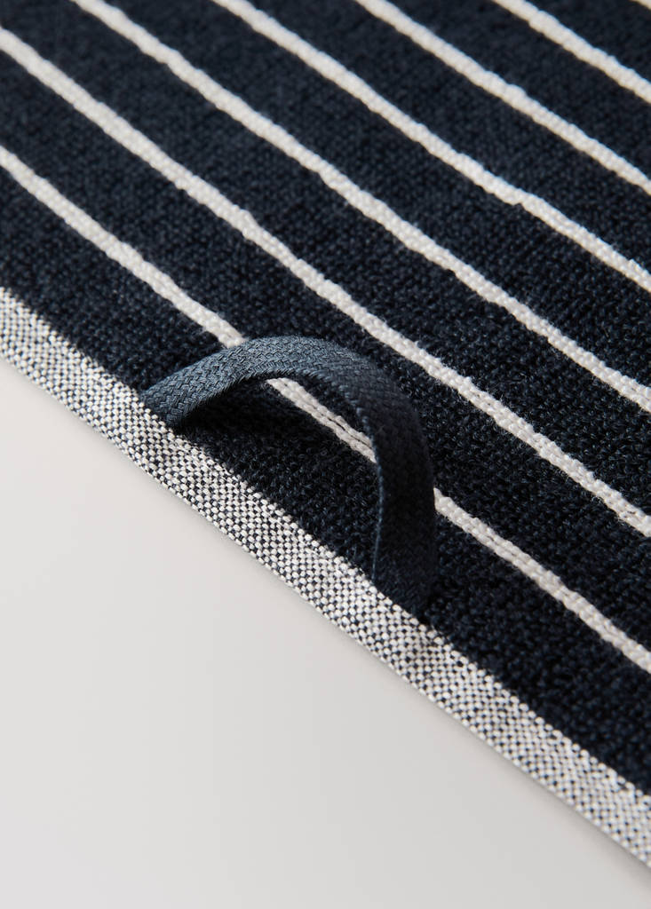 Two-tone striped cotton bath towel — Black