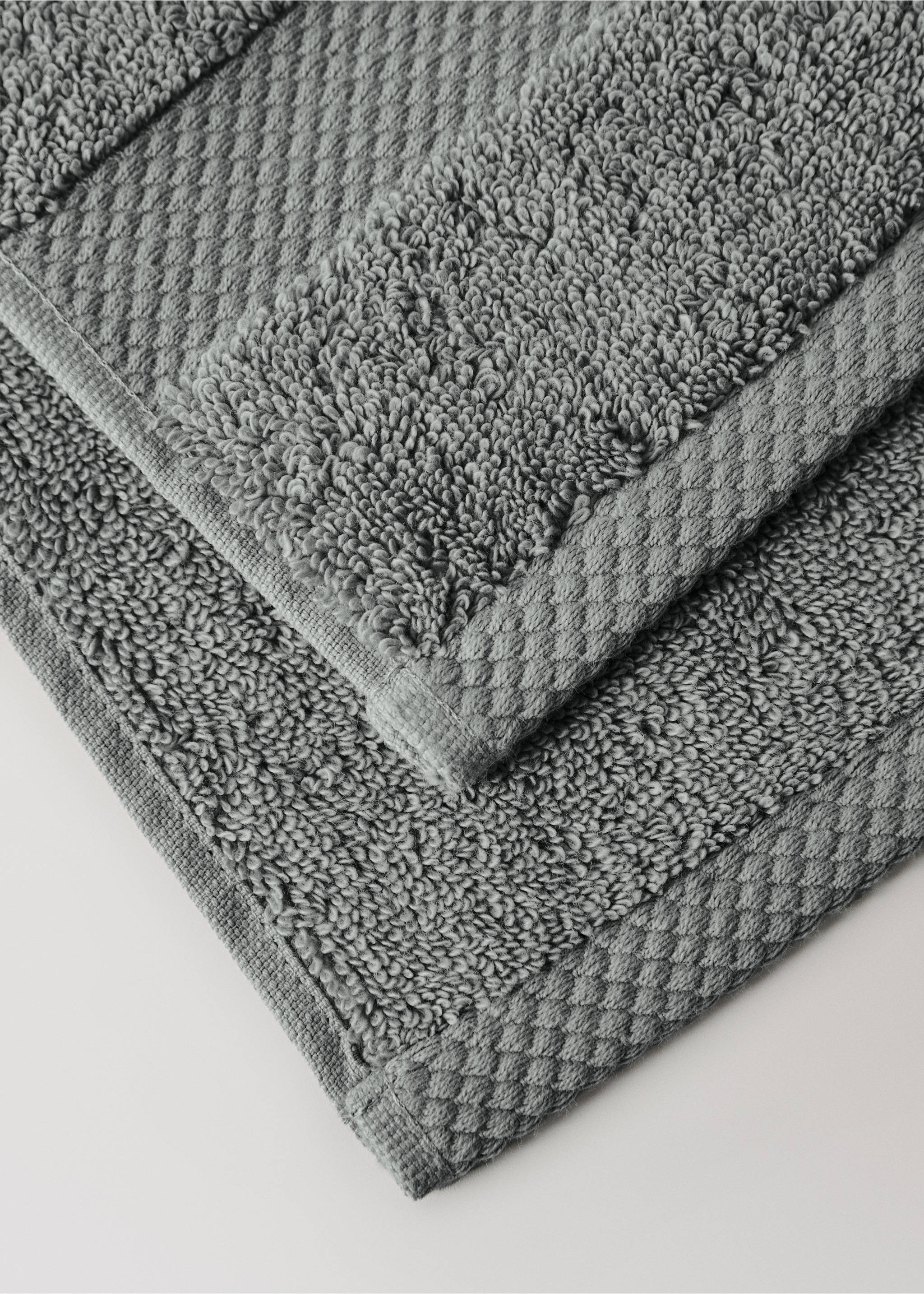 Extra-soft cotton face towel - Details of the article 2, Medium Vintage Blue. Ref: 27011538-00.