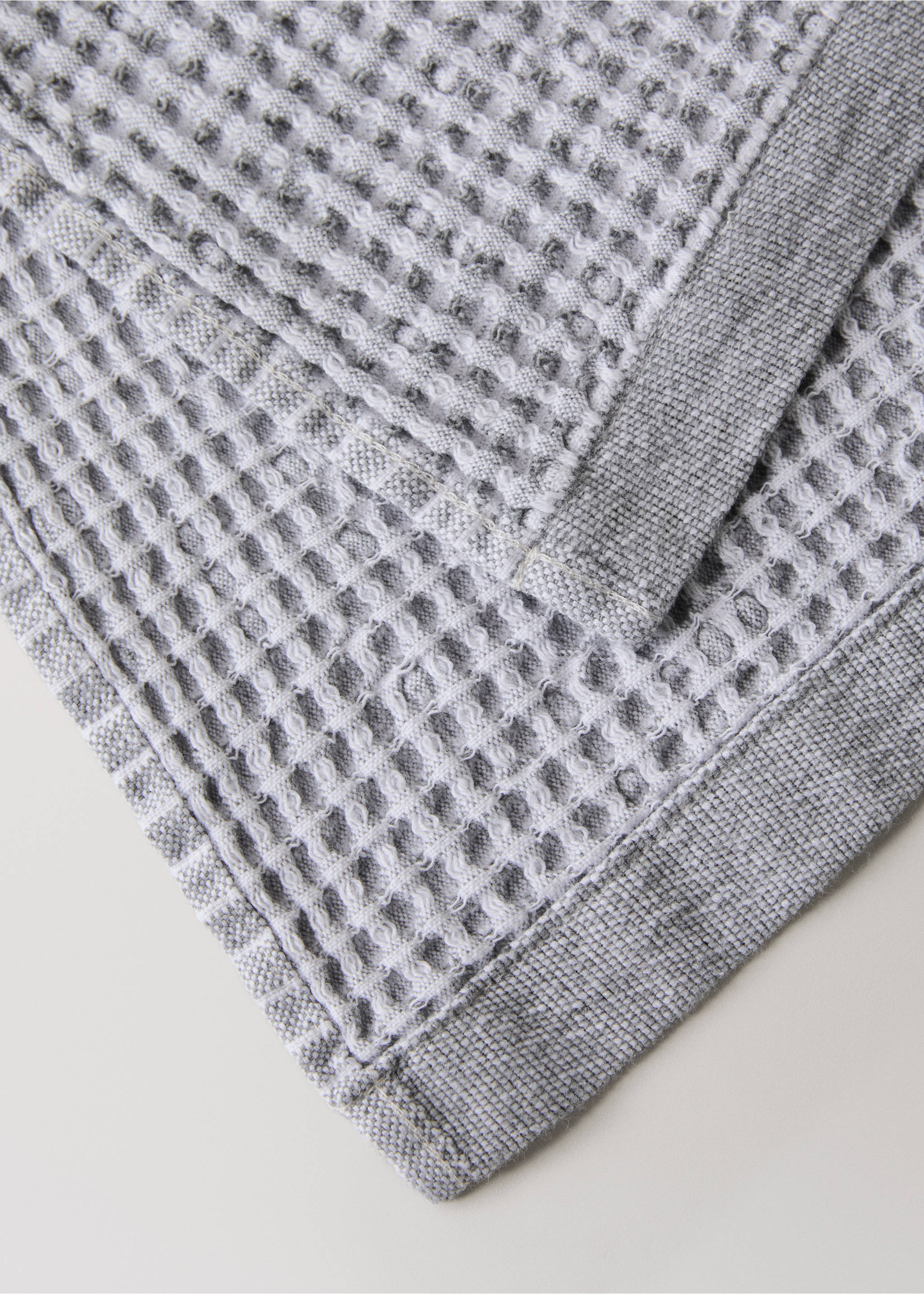 Waffle cotton hand towel - Details of the article 1, Grey. Ref: 27011549-00.