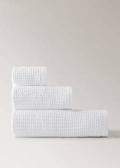 Waffle cotton washbasin towel — White 6