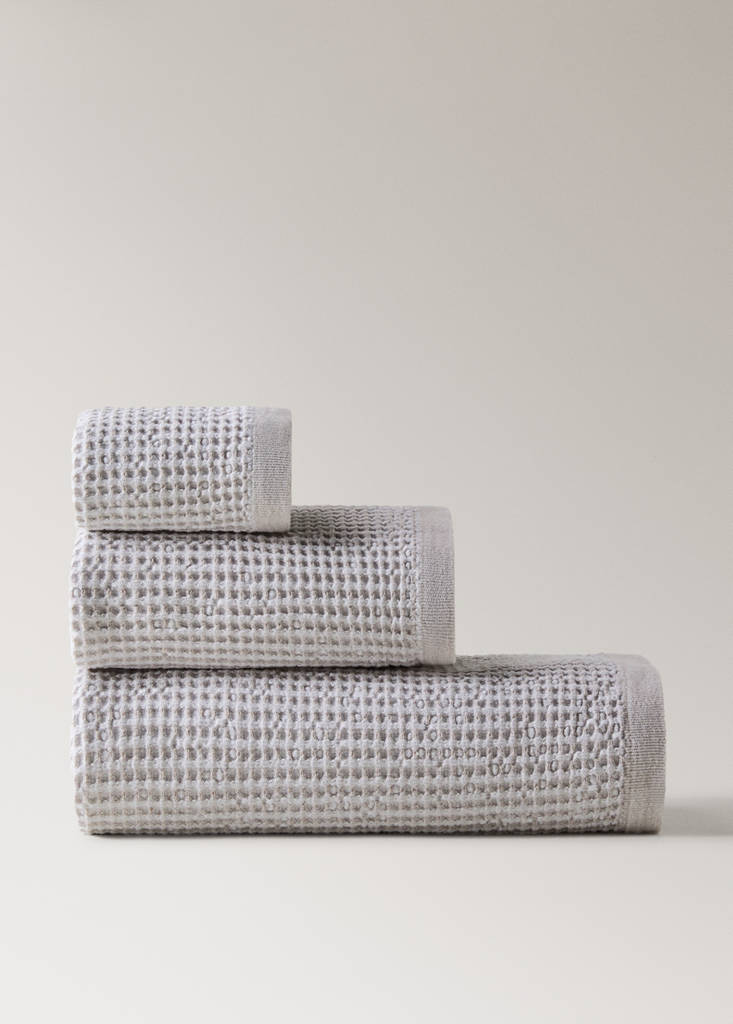 Waffle cotton washbasin towel — Beige