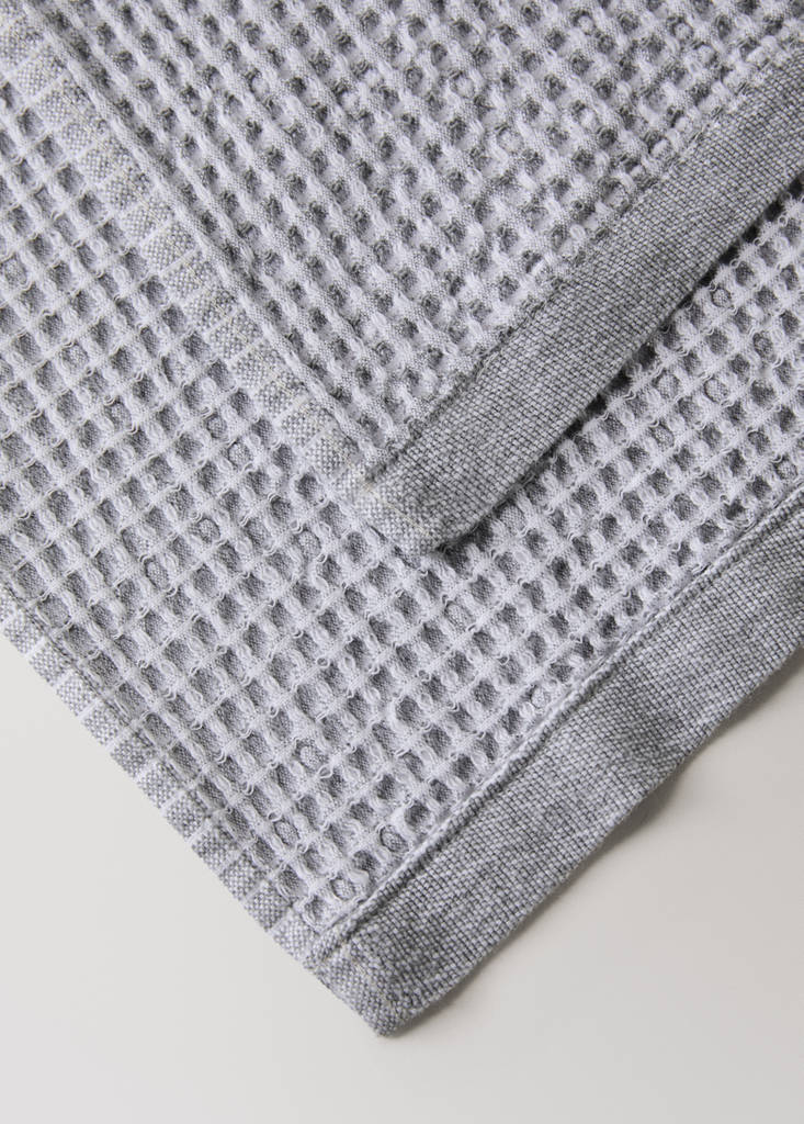 Waffle cotton washbasin towel — Grey