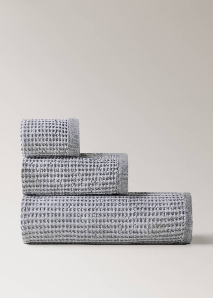 Waffle cotton washbasin towel — Grey