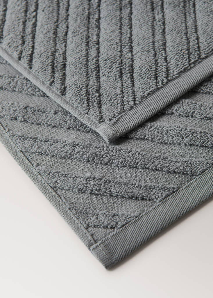 Guest towel with diagonal structure terry cotton — Indigo Blue