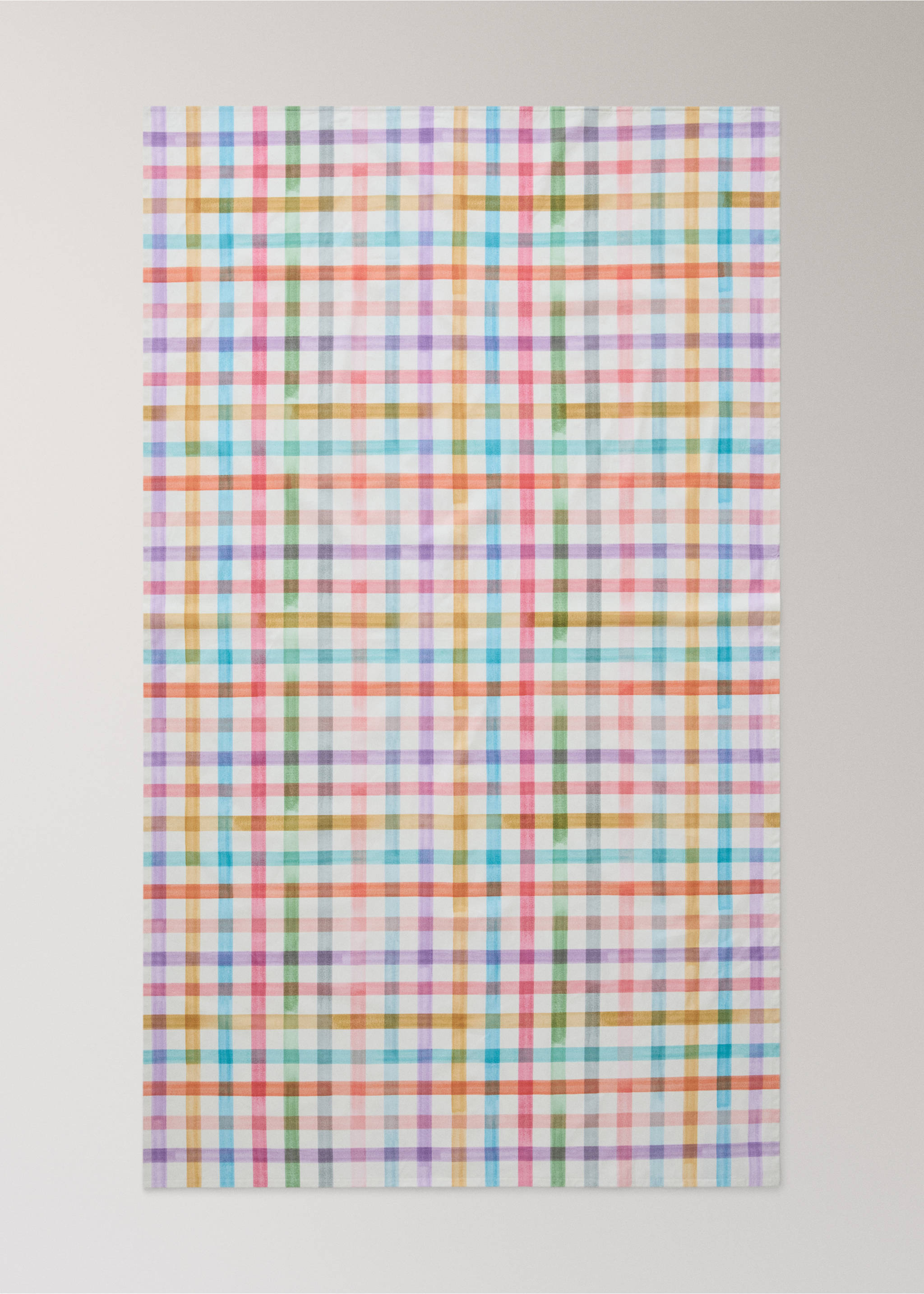 Resin-coated tablecloth with brushstroke stripe effect for 2 to 4 guests - Details of the article 3, Blue. Ref: 27011560-00.