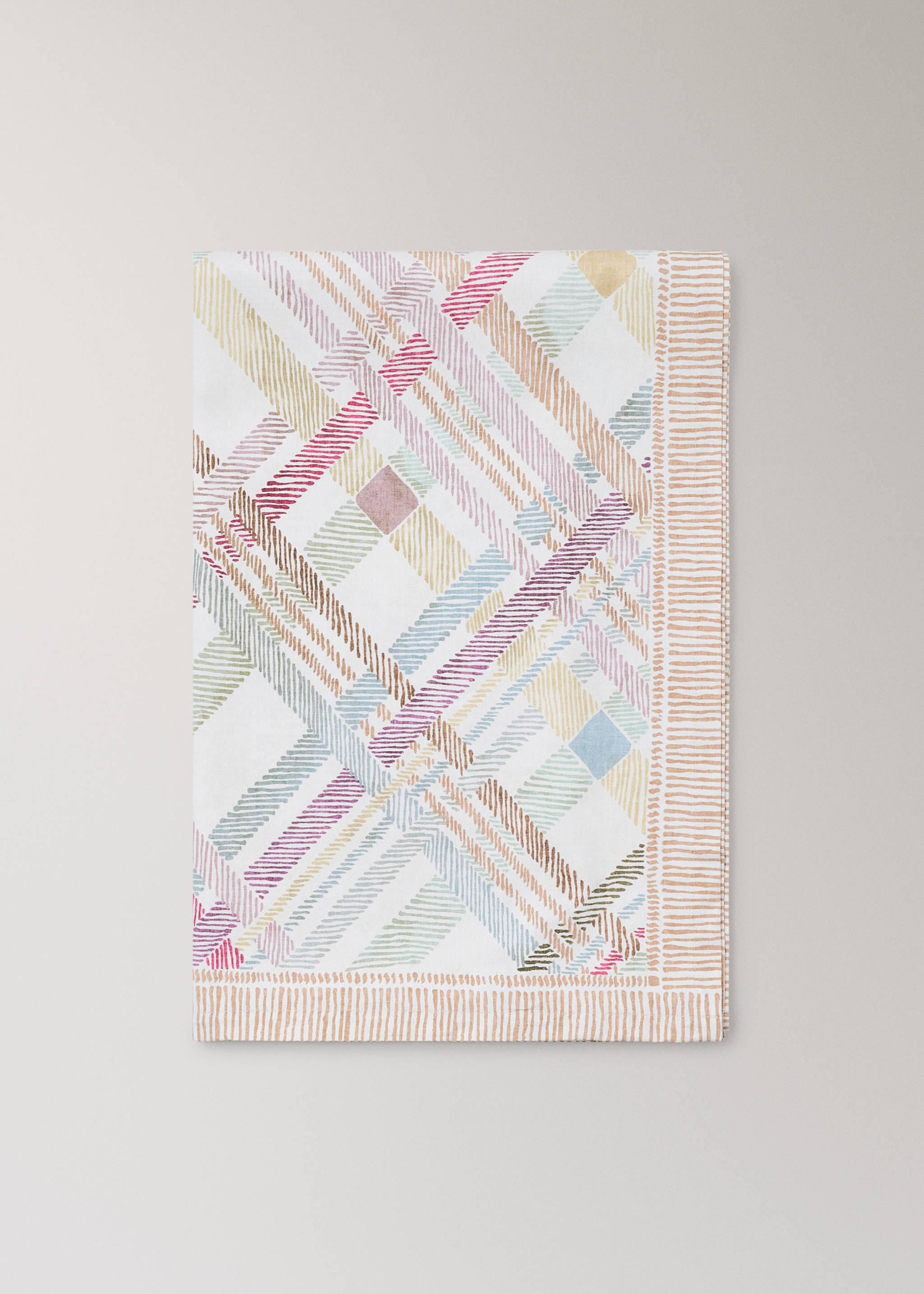 Multi-coloured printed cotton tablecloth for 6 to 8 diners - Article without model