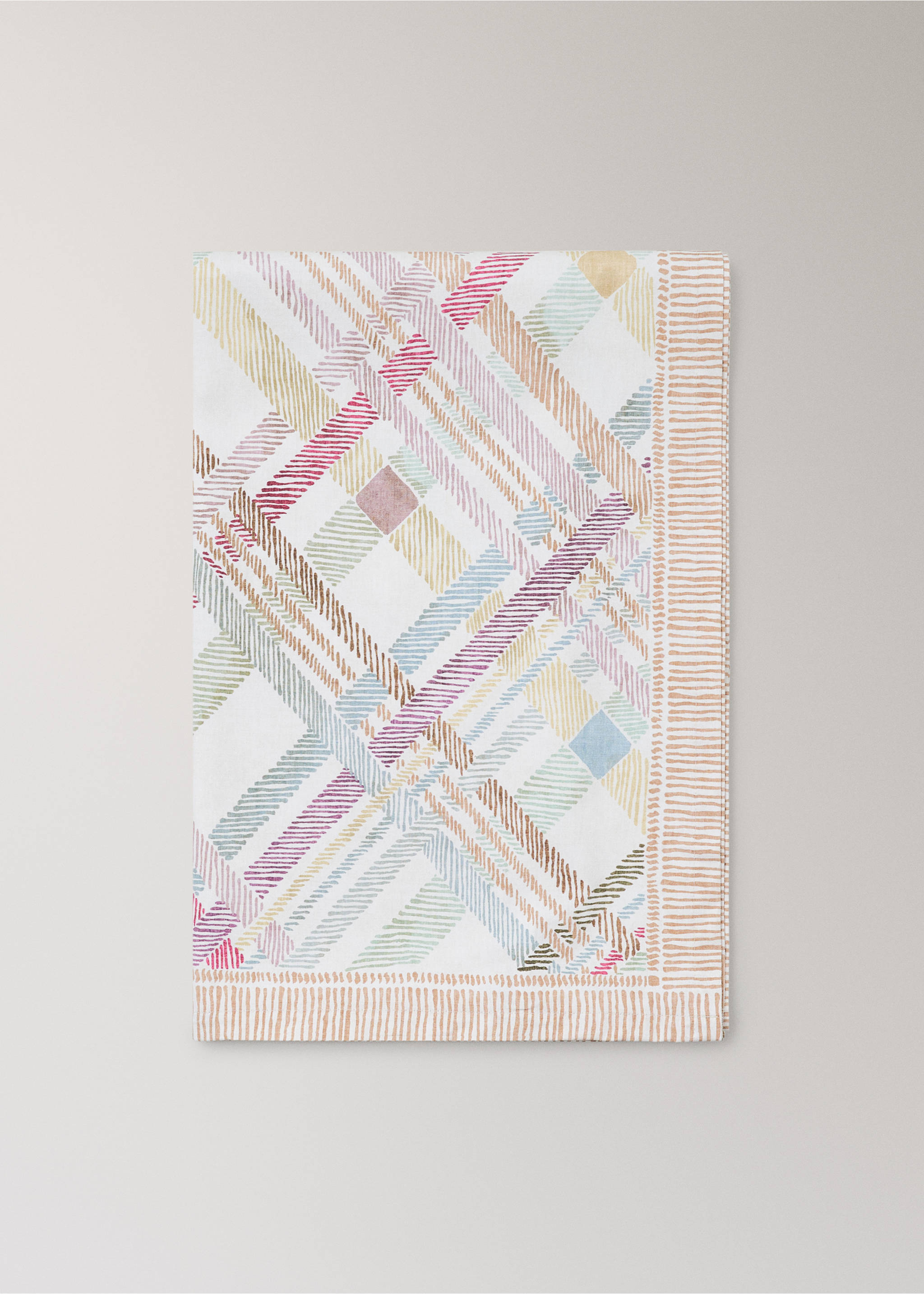 Multicoloured checked cotton tablecloth for 2 to 4 diners - Article without model, Lilac. Ref: 27011563-00.