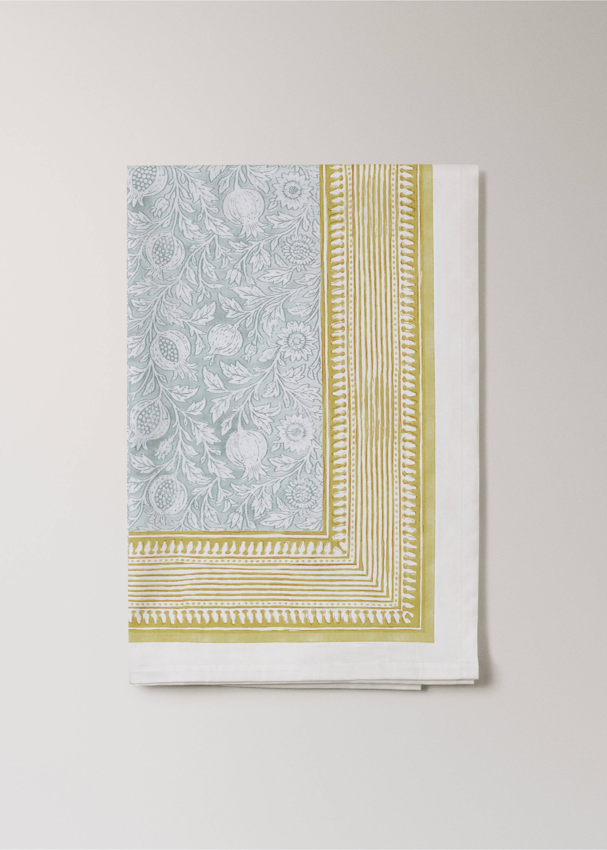 Blockprint-Tischdecke aus Baumwolle für 6 bis 8 Gäste - Artikel ohne Model, Blau. Ref: 27011565-00.