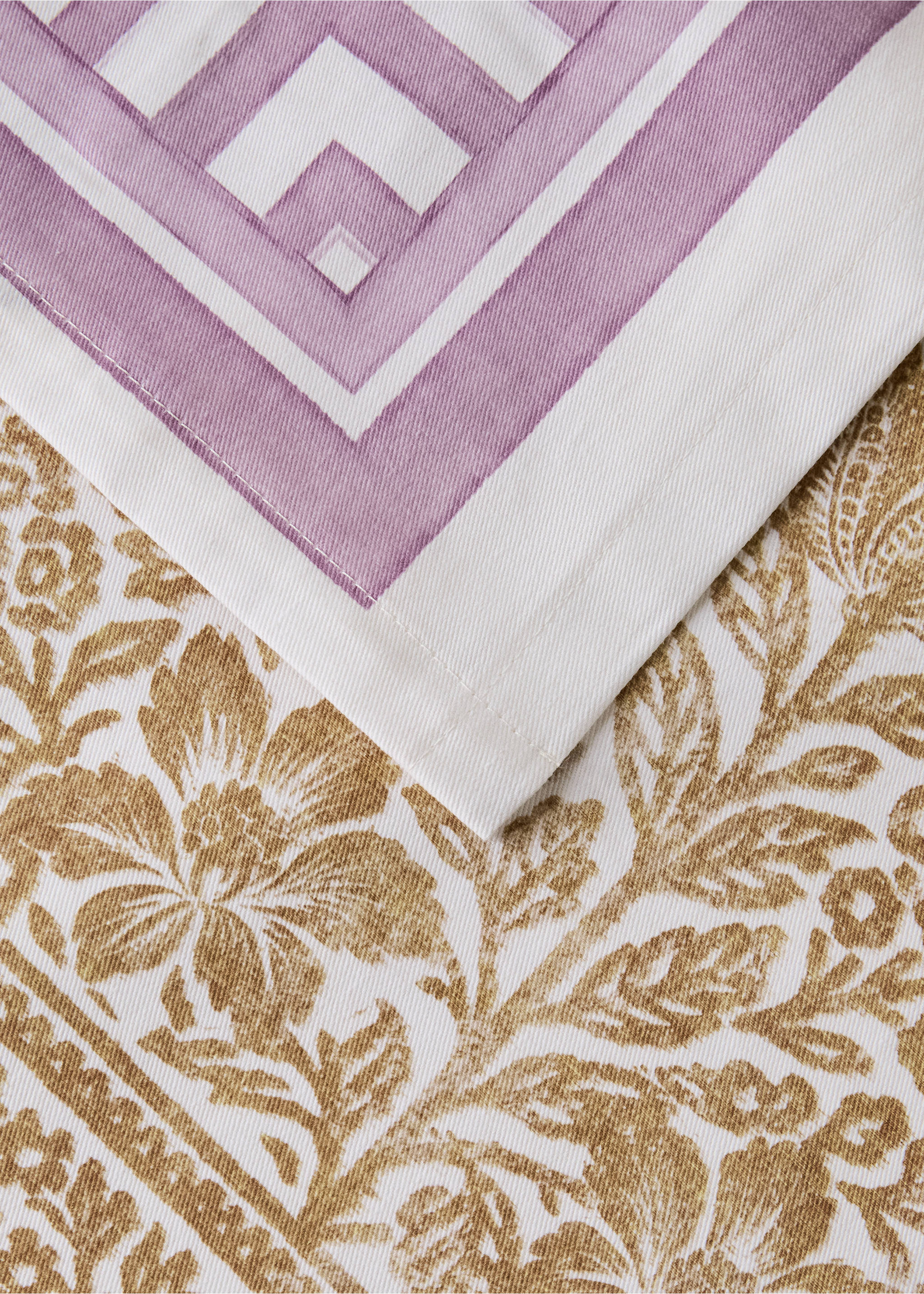 Кругла бавовняна скатертина в смужку з квітковими мотивами - Детальніше про товар 1, Жовтий. Ref: 27011566-00.