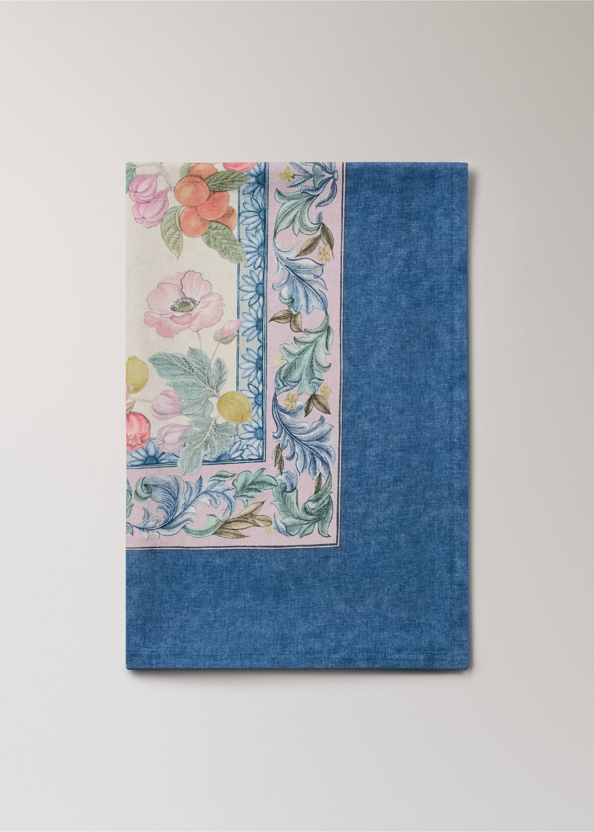 Cotton linen tablecloth with fruit and flower print for 6 to 8 people - Article without model, Ecru. Ref: 27011568-00.