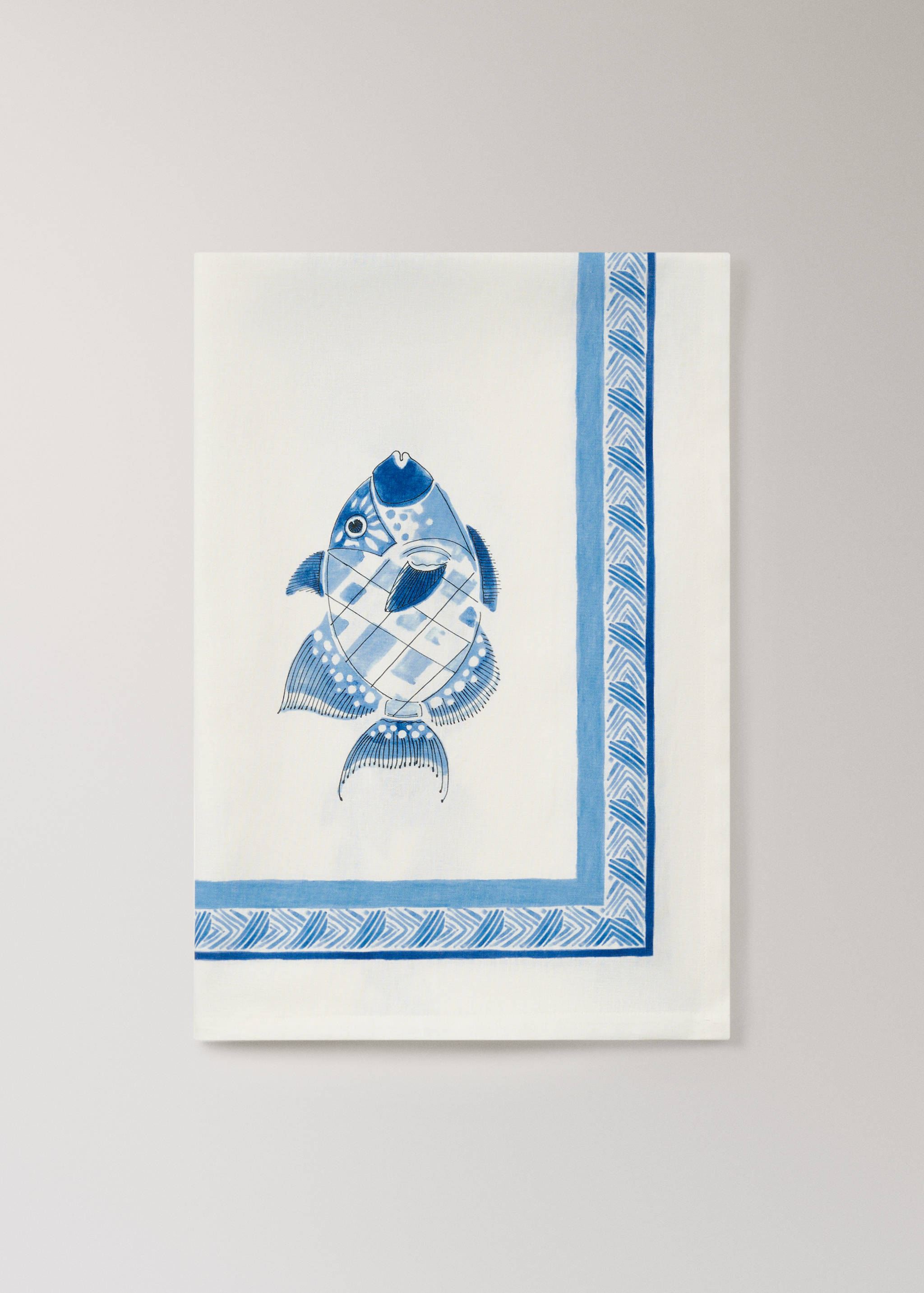 Cotton linen tablecloth with nautical motifs for 8 to 10 diners - Article without model