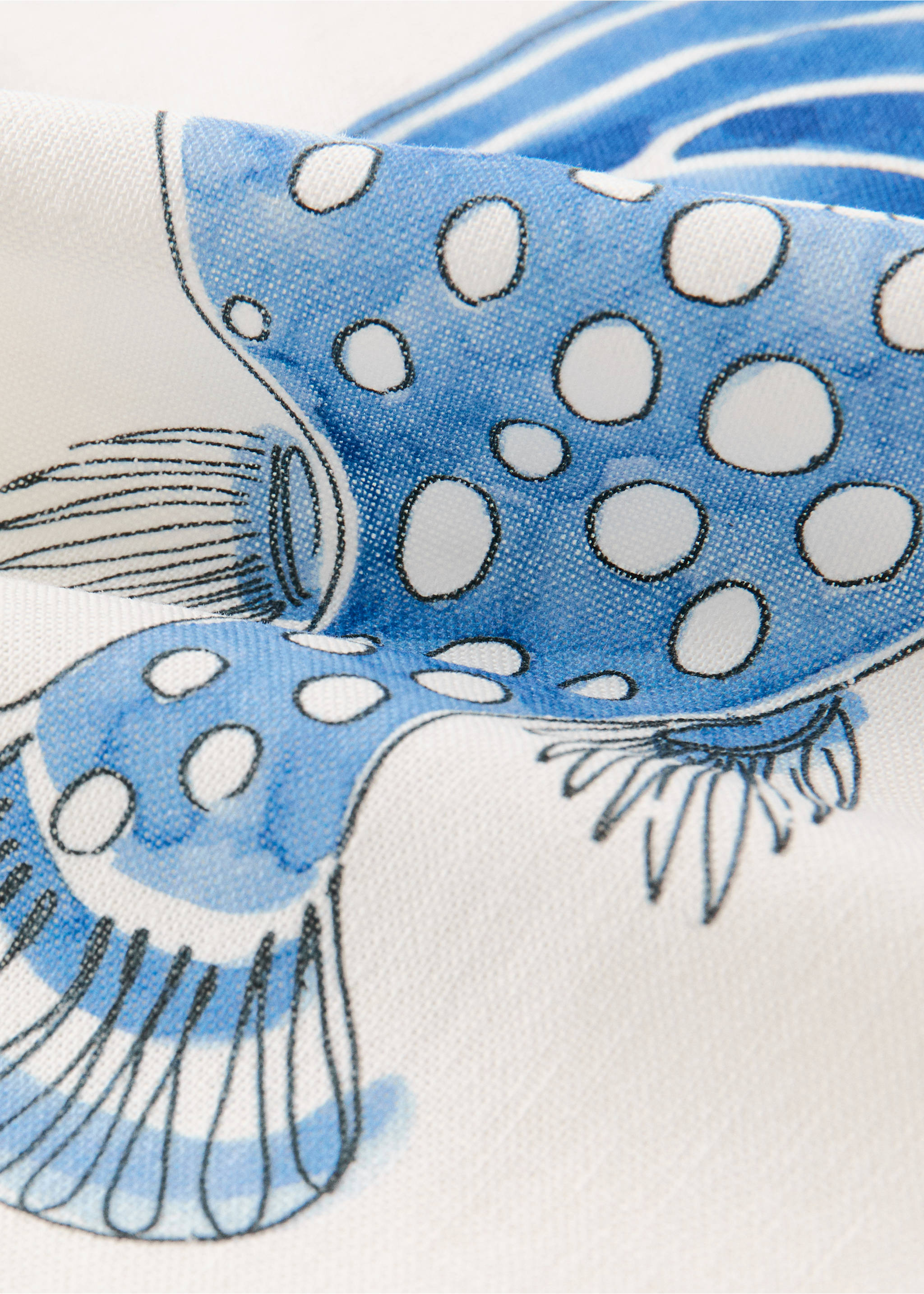 Tischdecke aus Baumwolle-Leinen-Mischung mit maritimen Motiven für 8 bis 10 Personen - Detail des Artikels 1, Blau. Ref: 27011570-00.