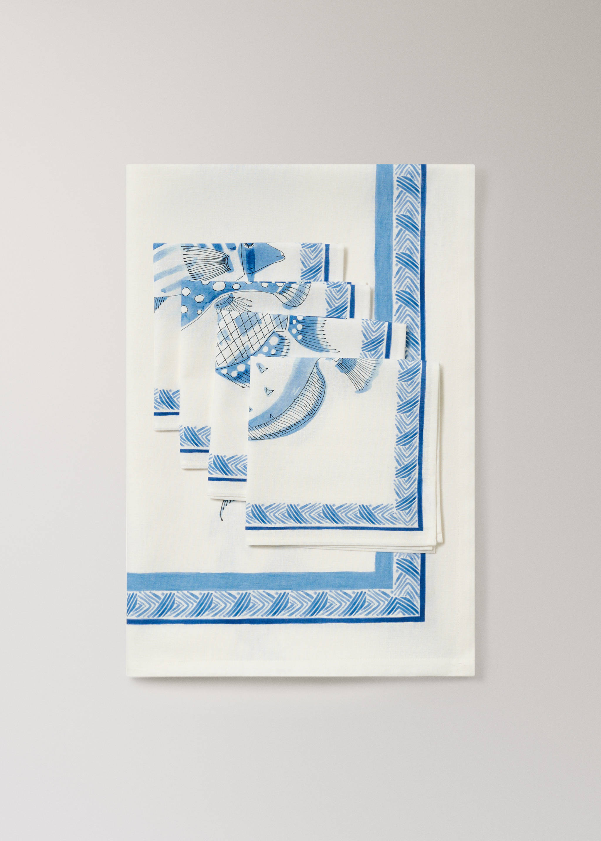 Cotton linen tablecloth with nautical motifs for 8 to 10 diners - Details of the article 3