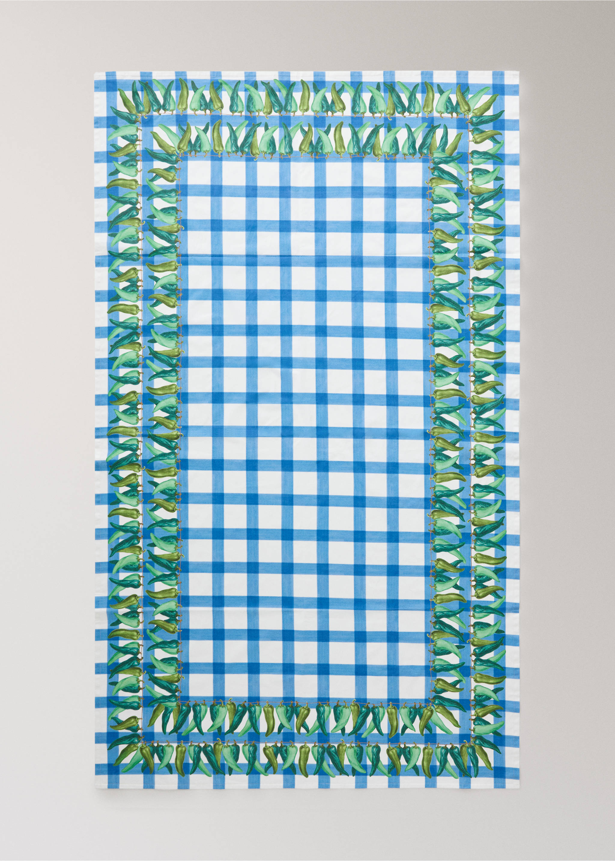 Ubrus s motivy barevných paprik potažený pryskyřicí 100% bavlna pro 6 až 8 osob - Detail zboží 3, Modrá. Ref: 27011573-00.