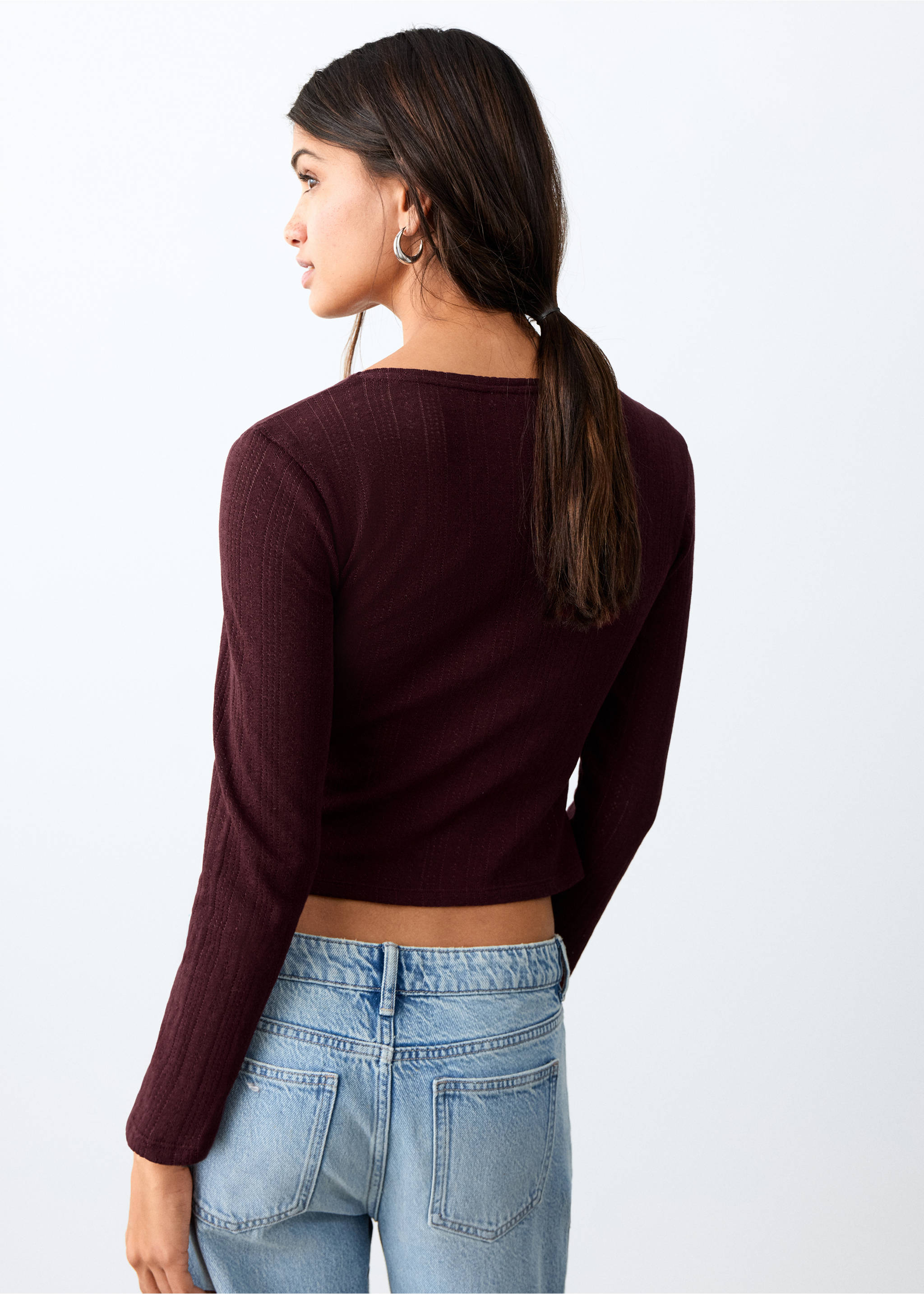 Футболка из тонкого трикотажа - Обратная сторона изделия, Бургундия. Ref: 27012006-00.