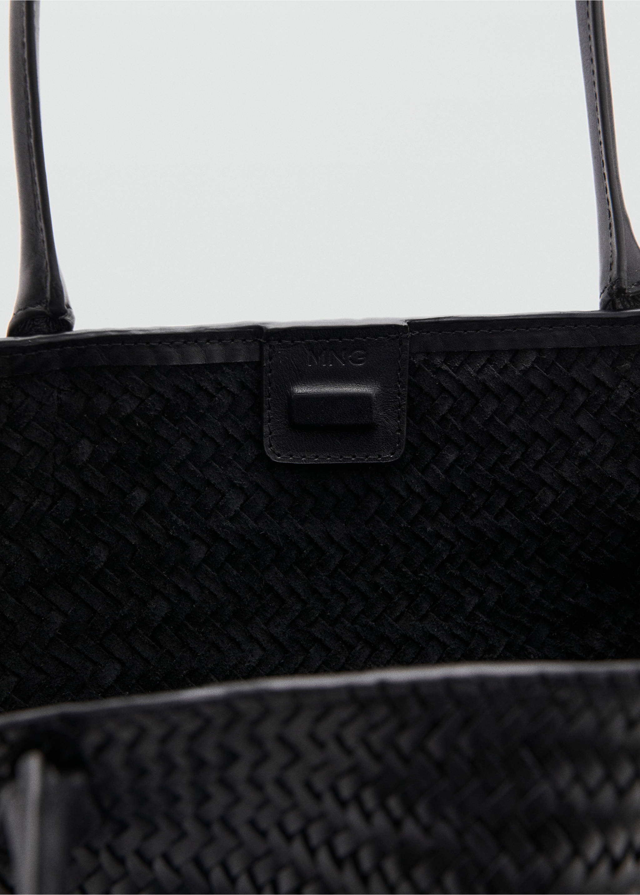 Плетеная сумка из кожи - Деталь изделия 2, Черный. Ref: 27012538-00.