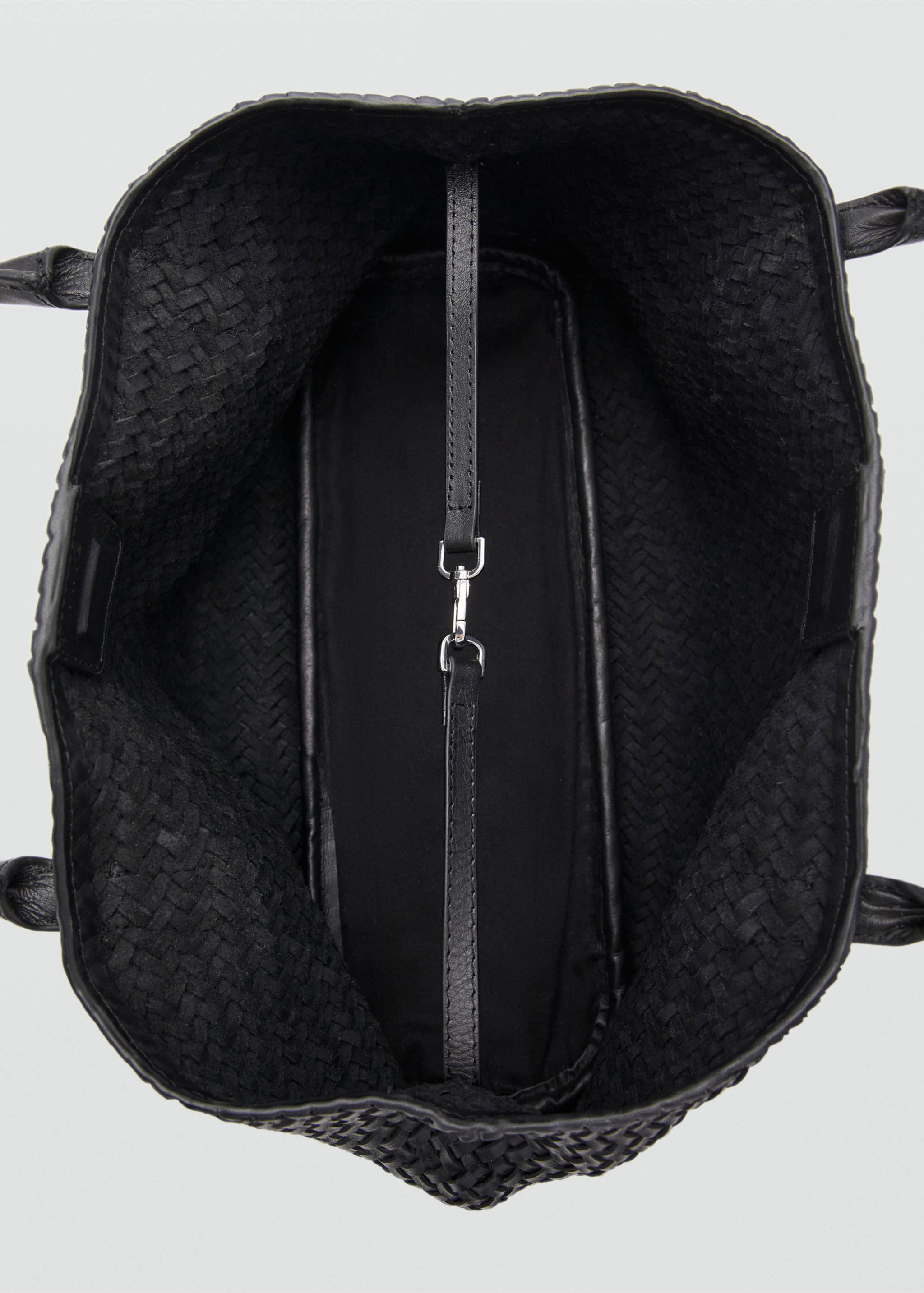 Плетеная сумка из кожи - Деталь изделия 3, Черный. Ref: 27012538-00.