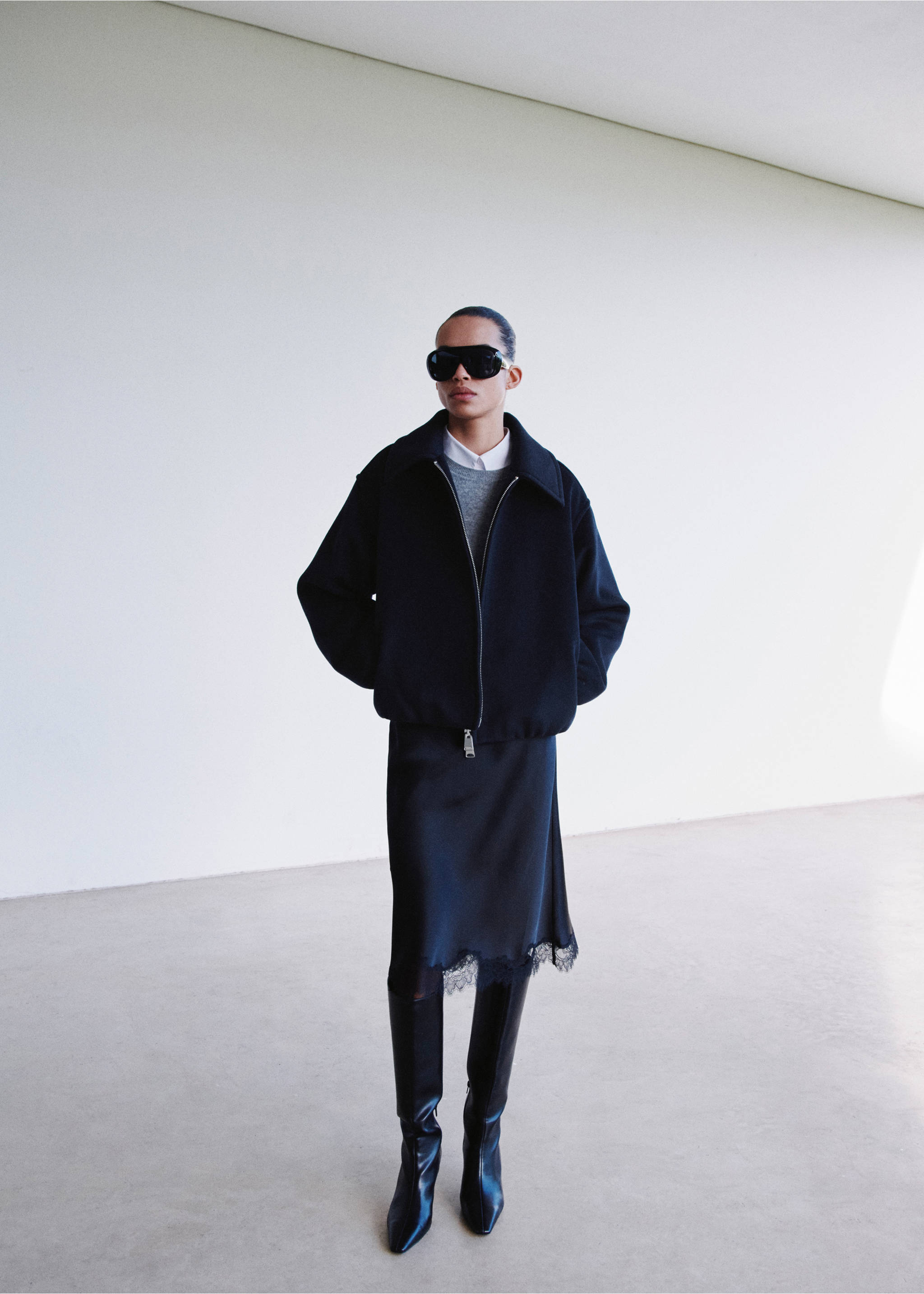 Wool jacket with shirt collar - General plane, Navy. Ref: 27012539-00.