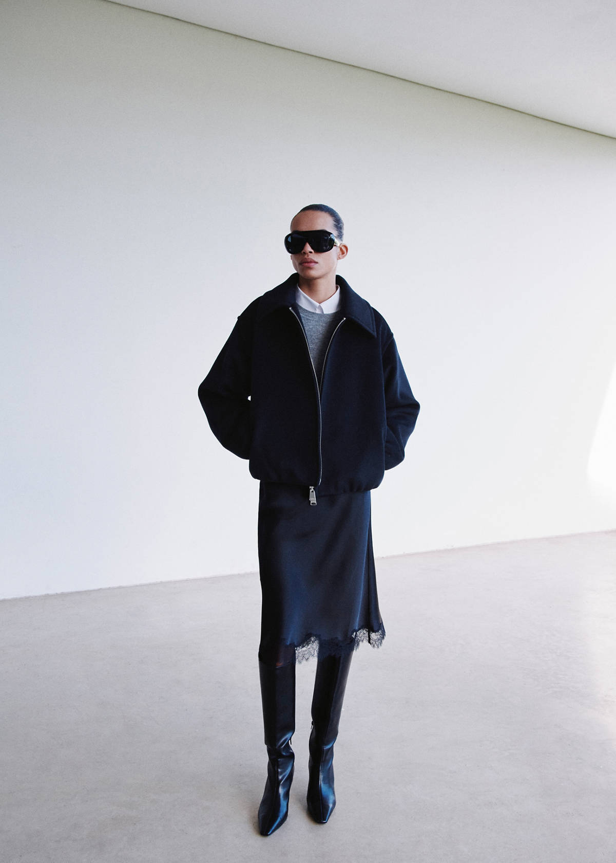 Wool jacket with shirt collar