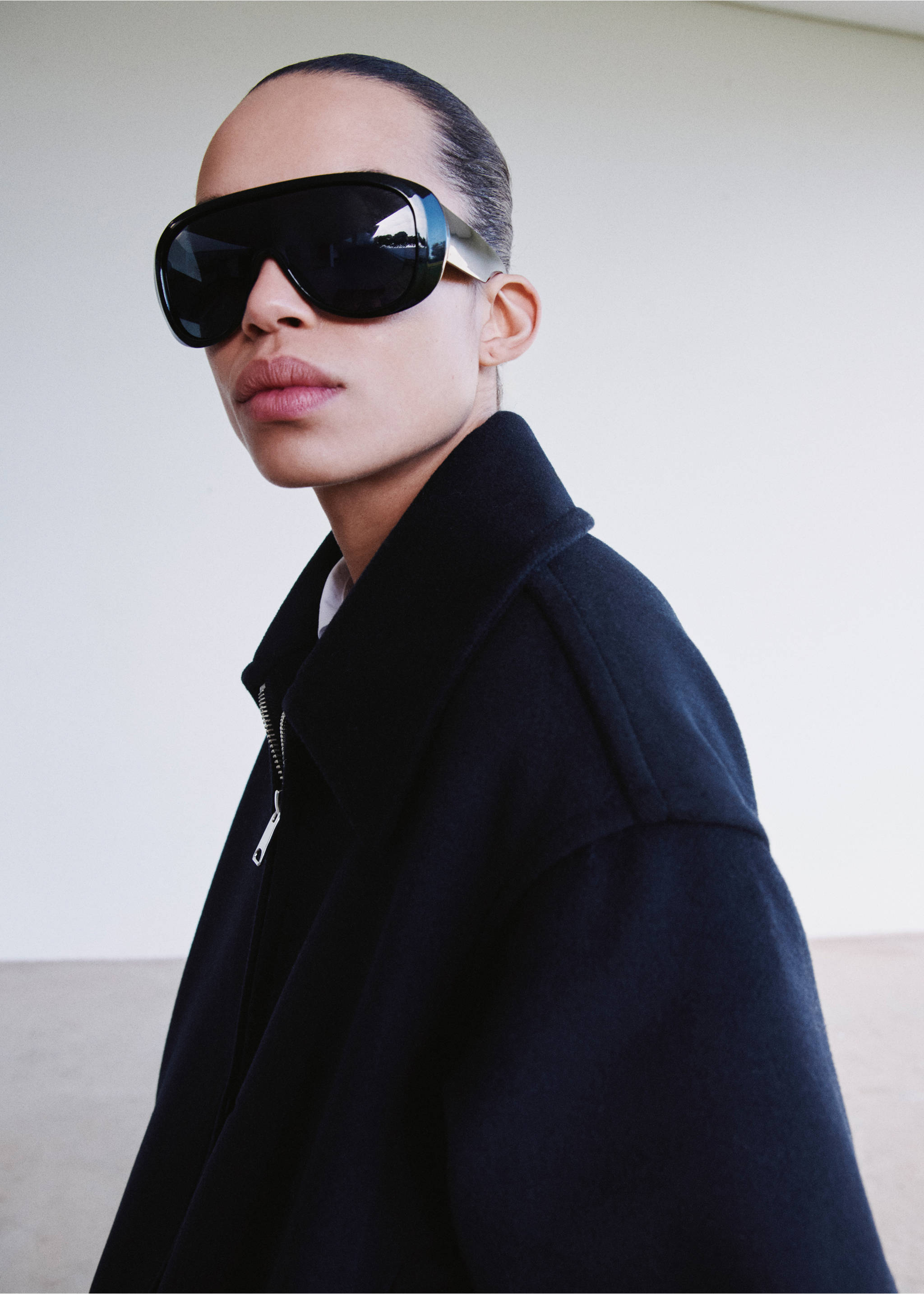 Wool jacket with shirt collar - Details of the article 1, Navy. Ref: 27012539-00.