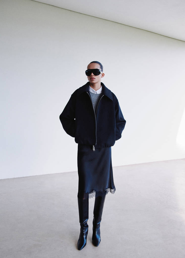 Wool jacket with shirt collar — Navy