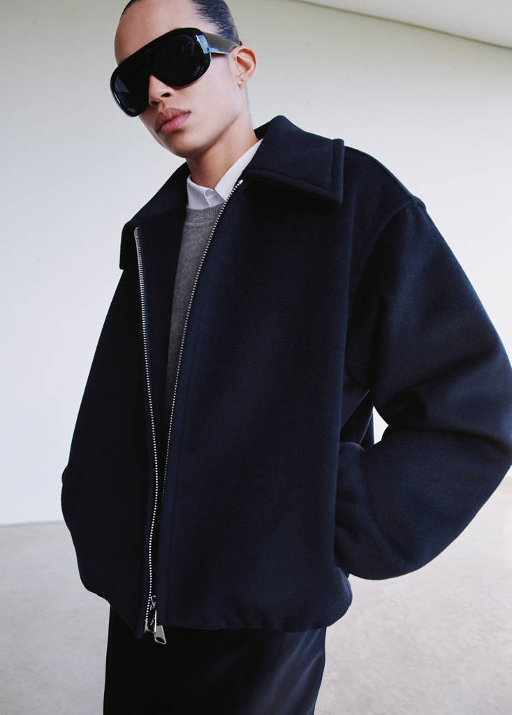 Wool jacket with shirt collar — Navy