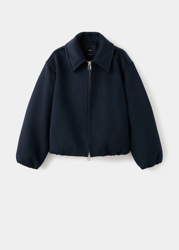 Wool jacket with shirt collar — Navy