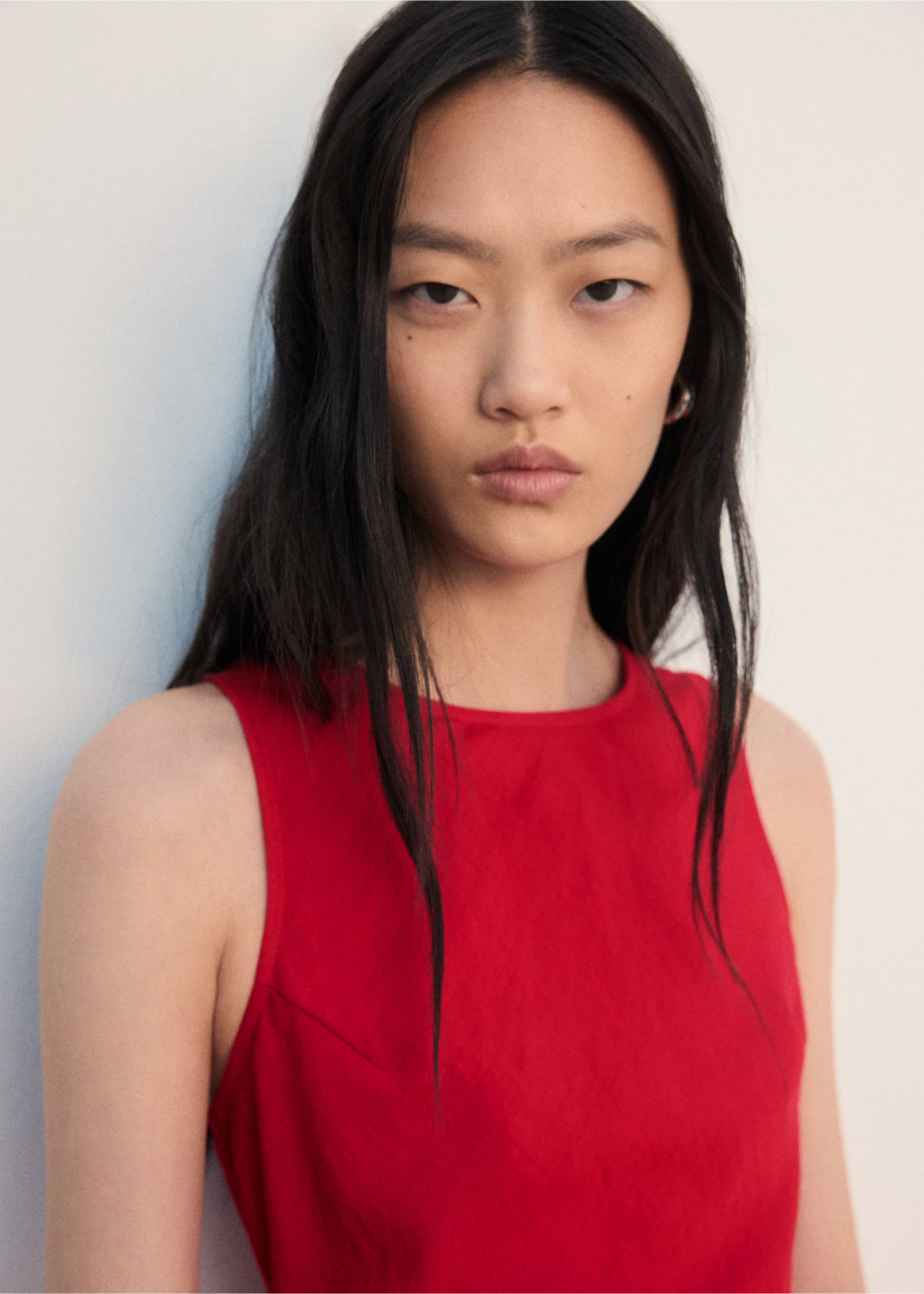 Vestido midi evasé - Detalle del artículo 1, Rojo. Ref: 27012540-00.