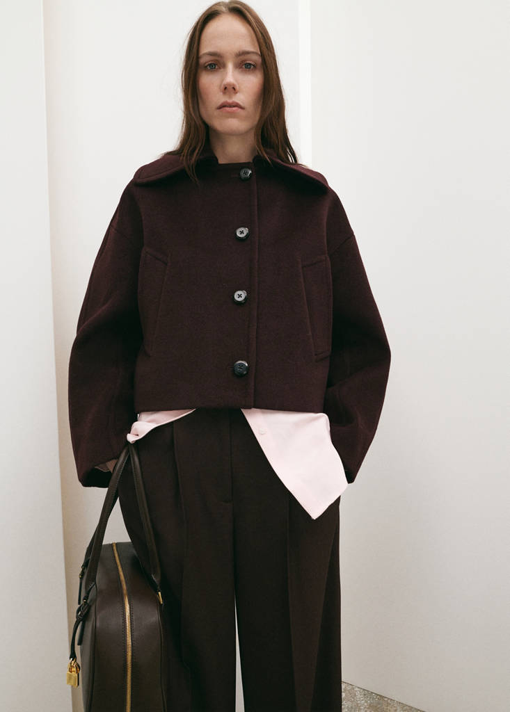 Wool jacket with shirt collar — Maroon