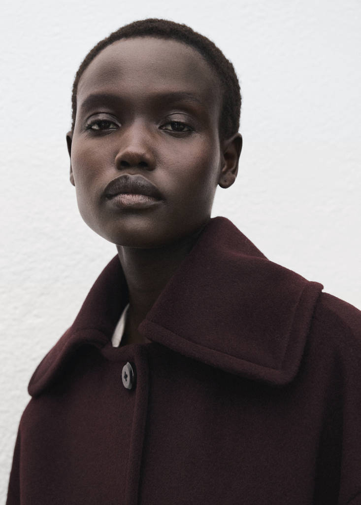 Wool jacket with shirt collar — Maroon