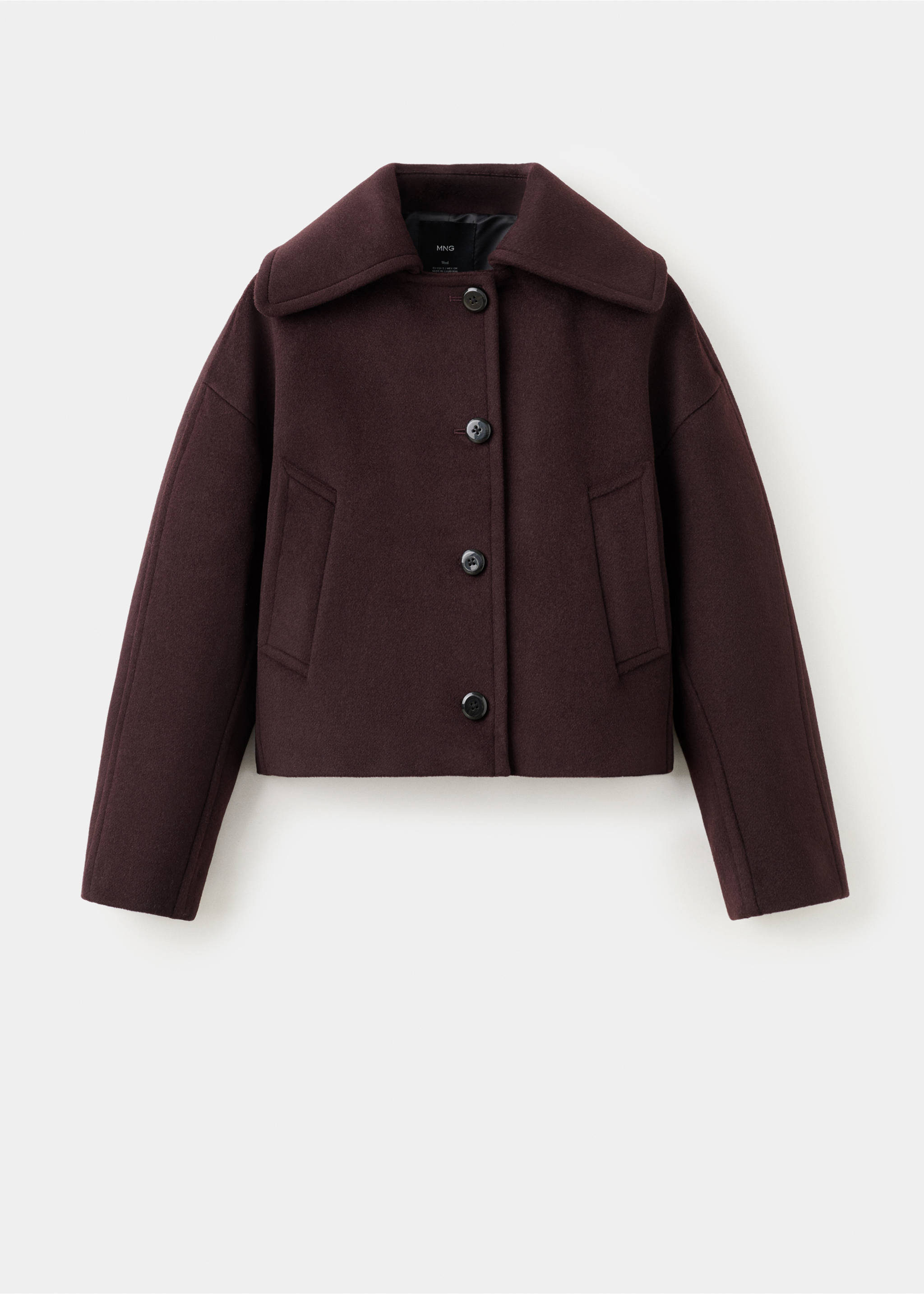 Wool jacket with shirt collar - Article without model, Maroon. Ref: 27012541-00.