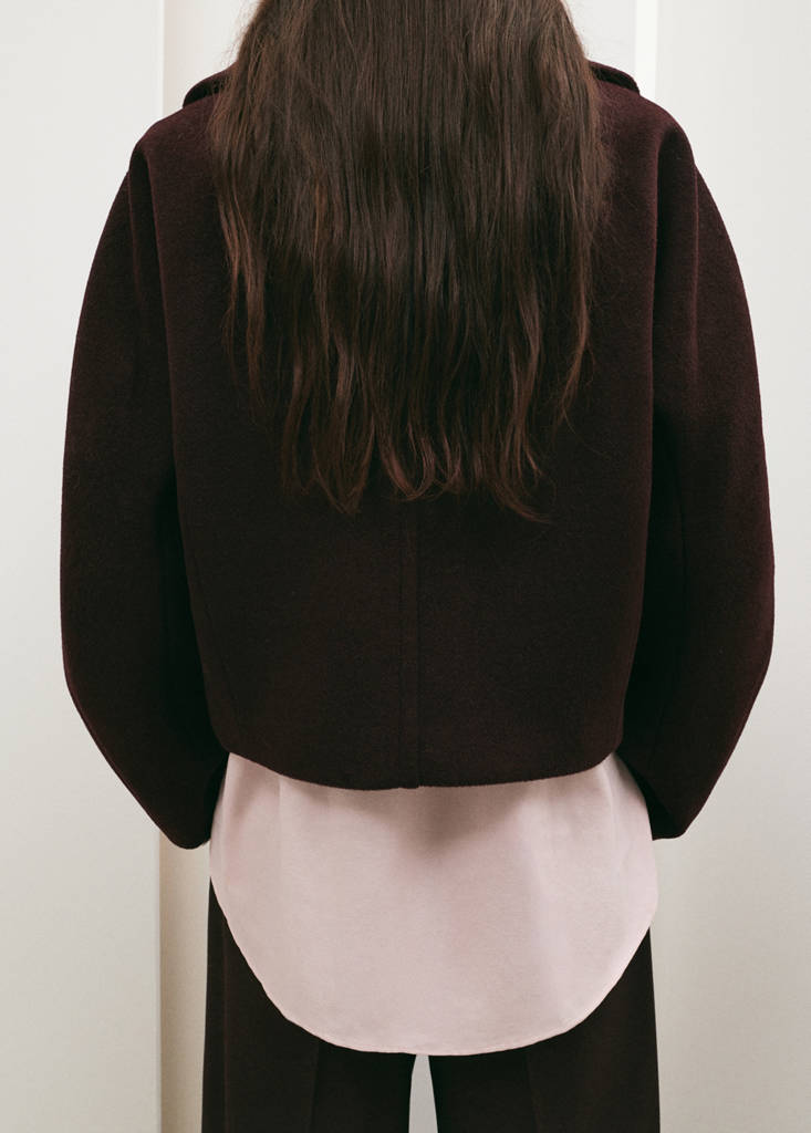 Wool jacket with shirt collar — Maroon