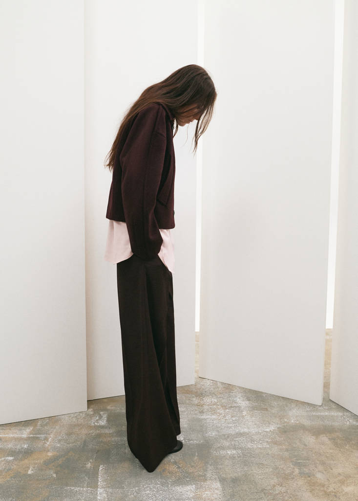 Wool jacket with shirt collar — Maroon