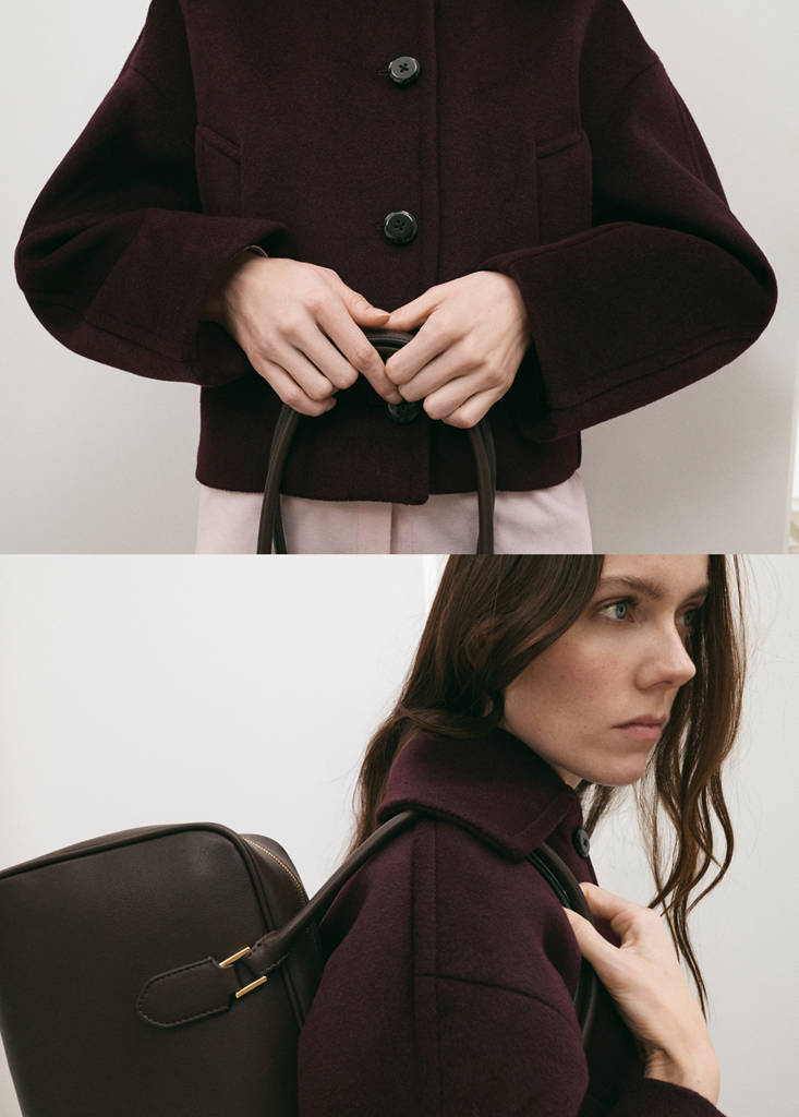 Wool jacket with shirt collar — Maroon