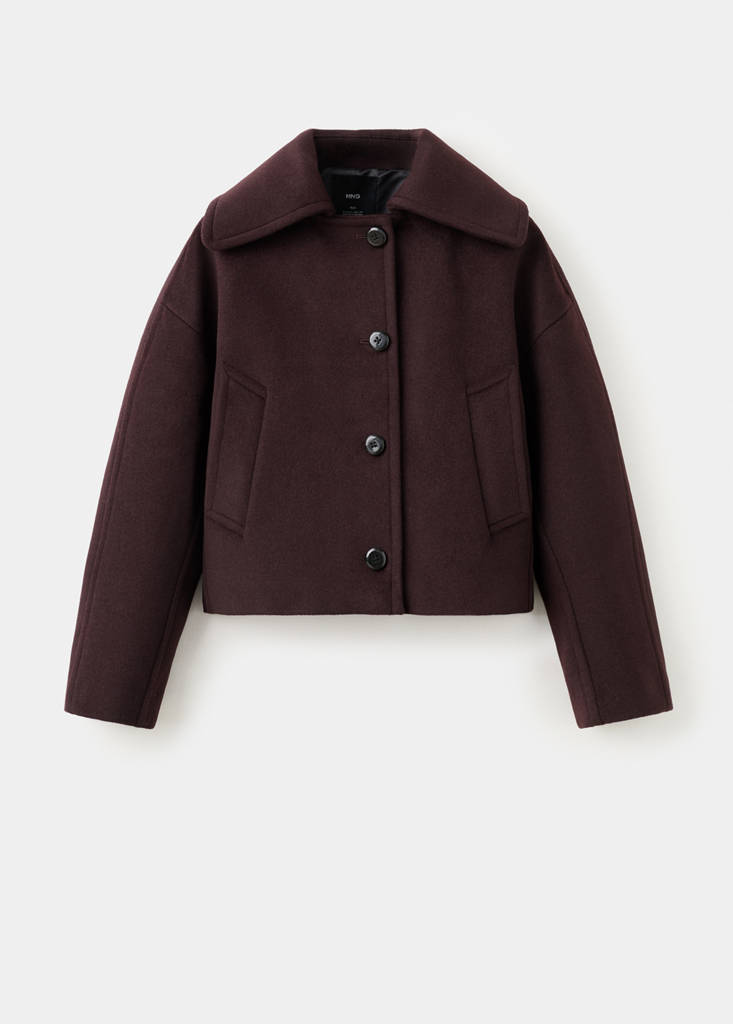 Wool jacket with shirt collar — Maroon