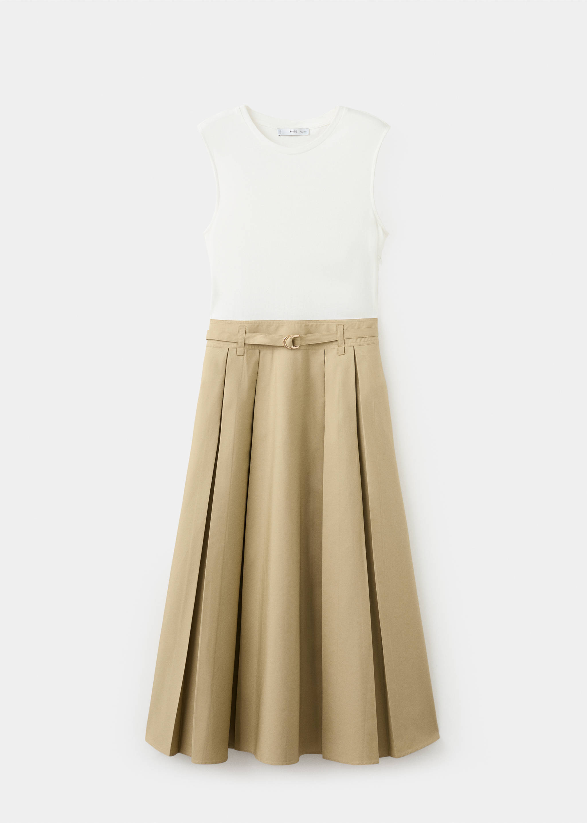 Flared midi-dress with belt - Article without model, Medium Brown. Ref: 27012544-00.