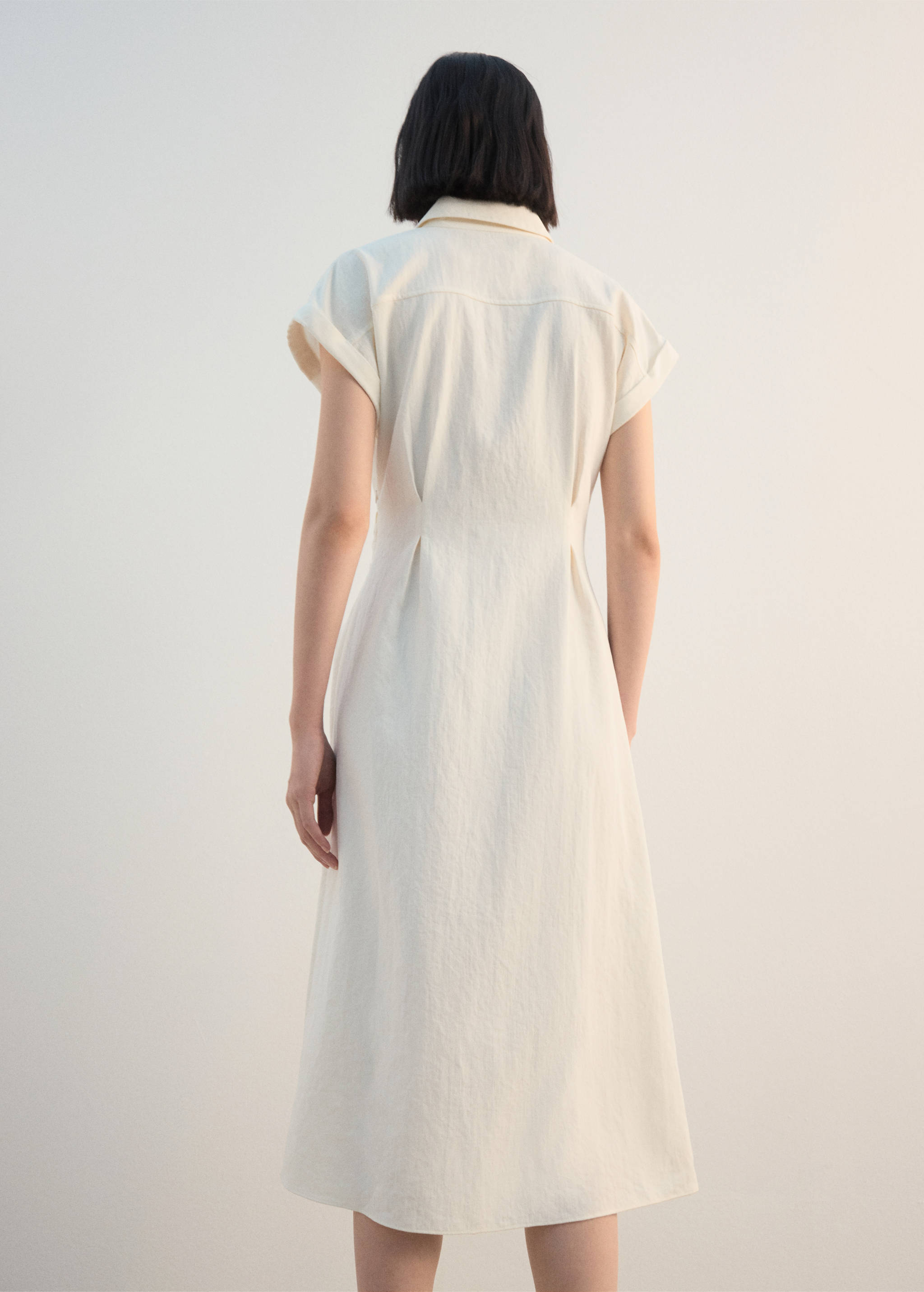 فستان قميص مزين بعقدة - الجهة الخلفية للمنتج